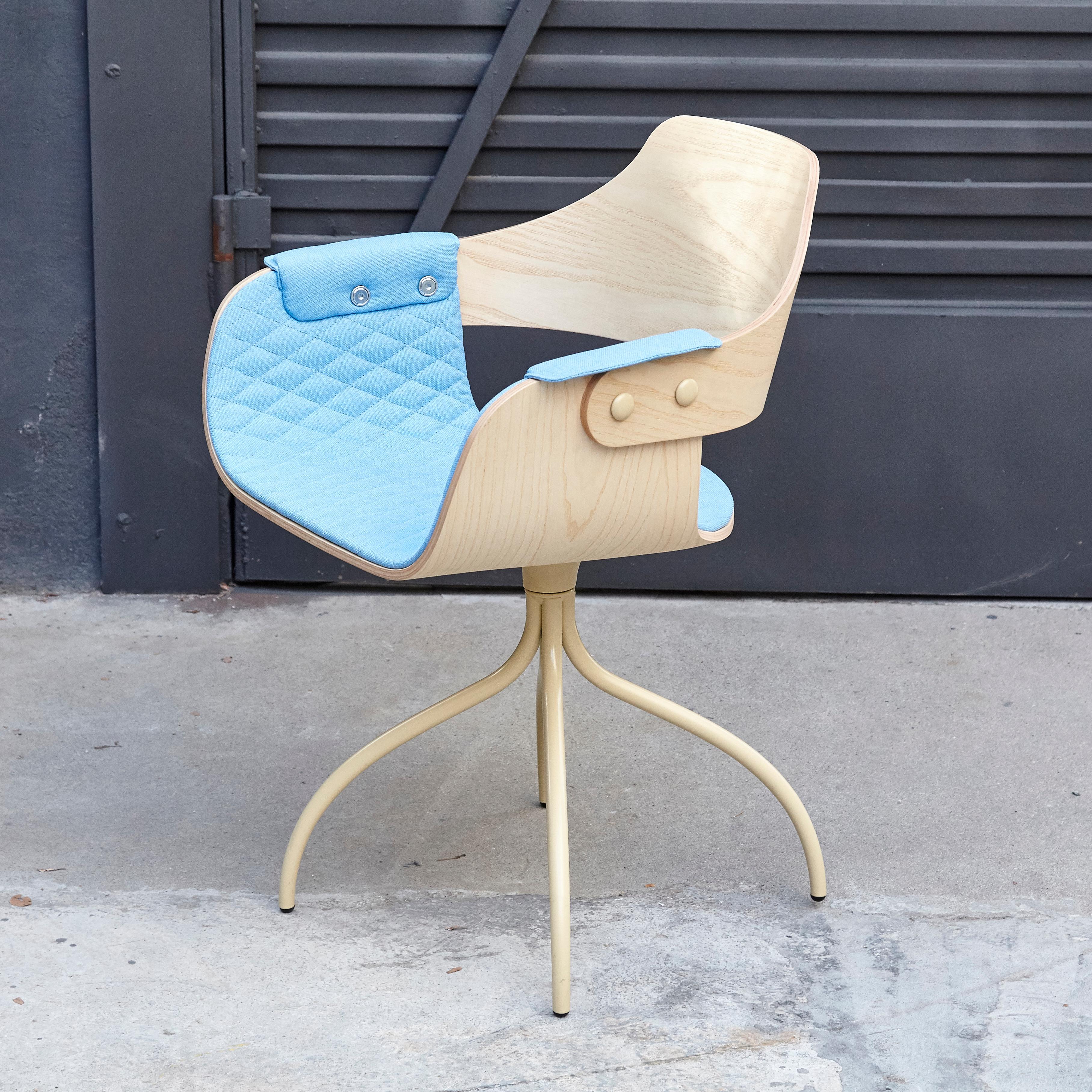 Steel Jaime Hayon, Contemporary Upholstered Blue Wood Chair Showtime by BD Barcelona