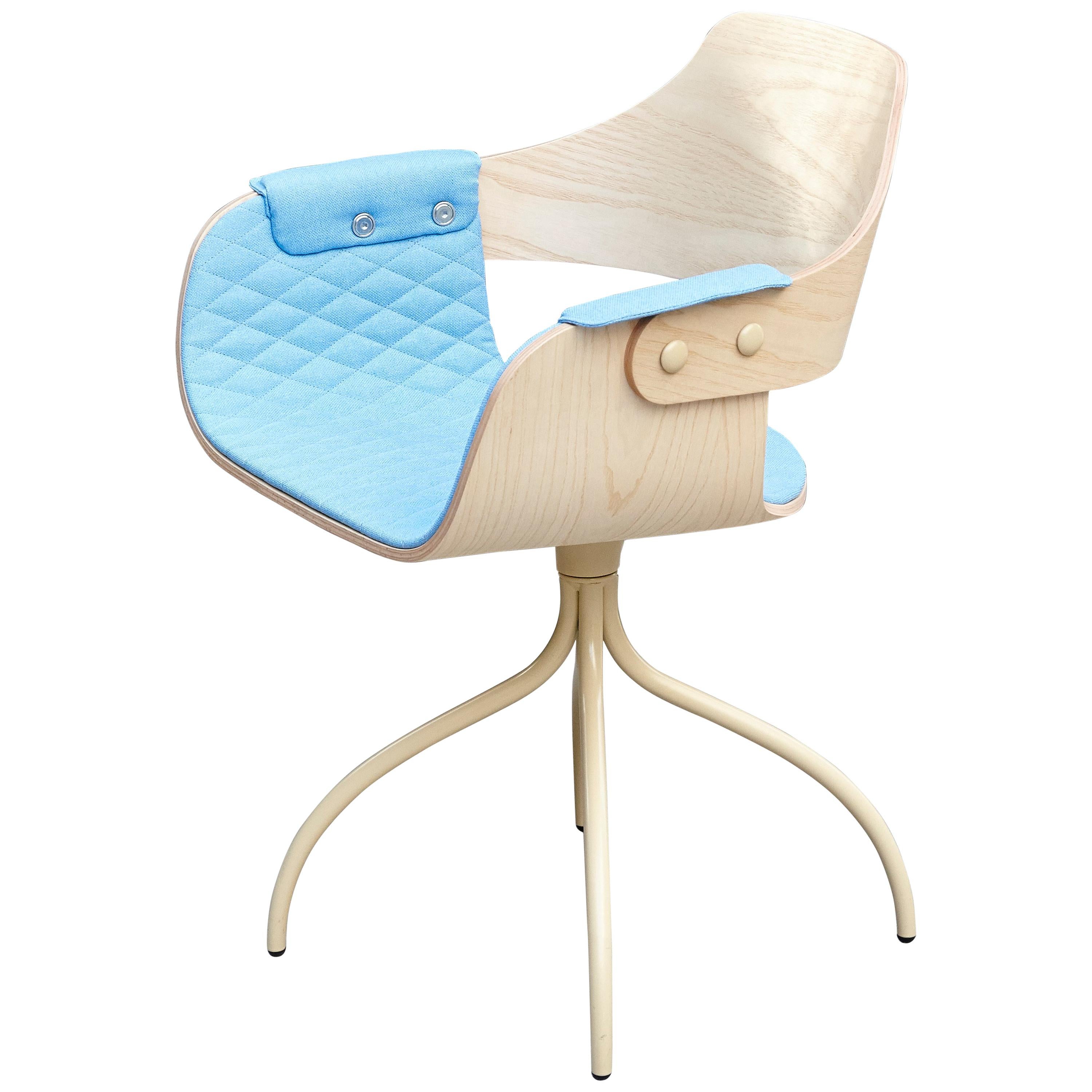 Jaime Hayon, Contemporary Upholstered Blue Wood Chair Showtime by BD Barcelona
