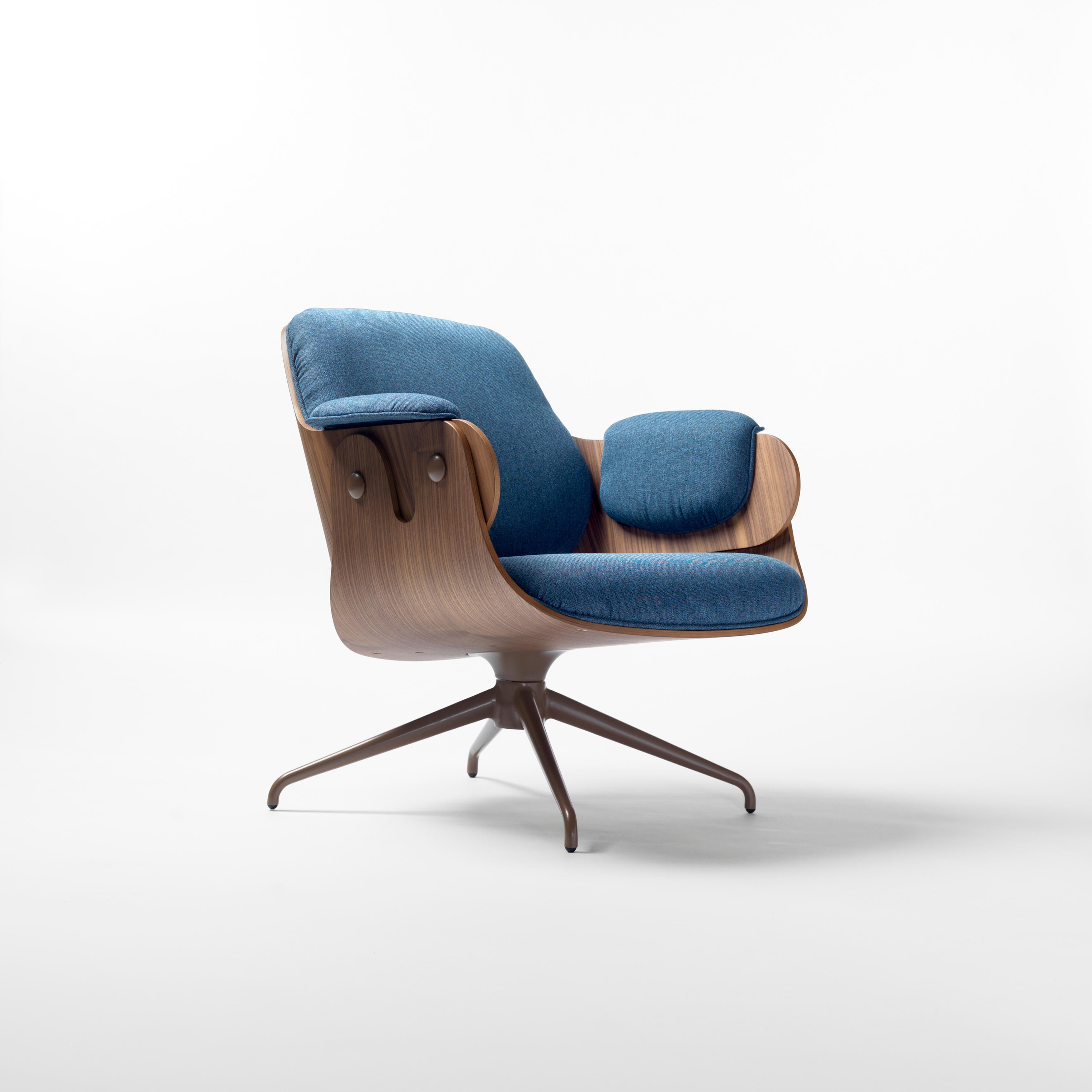 Jaime Hayon, Contemporary, Walnut, Blue Upholstery Low Lounger Armchair In New Condition In Barcelona, Barcelona