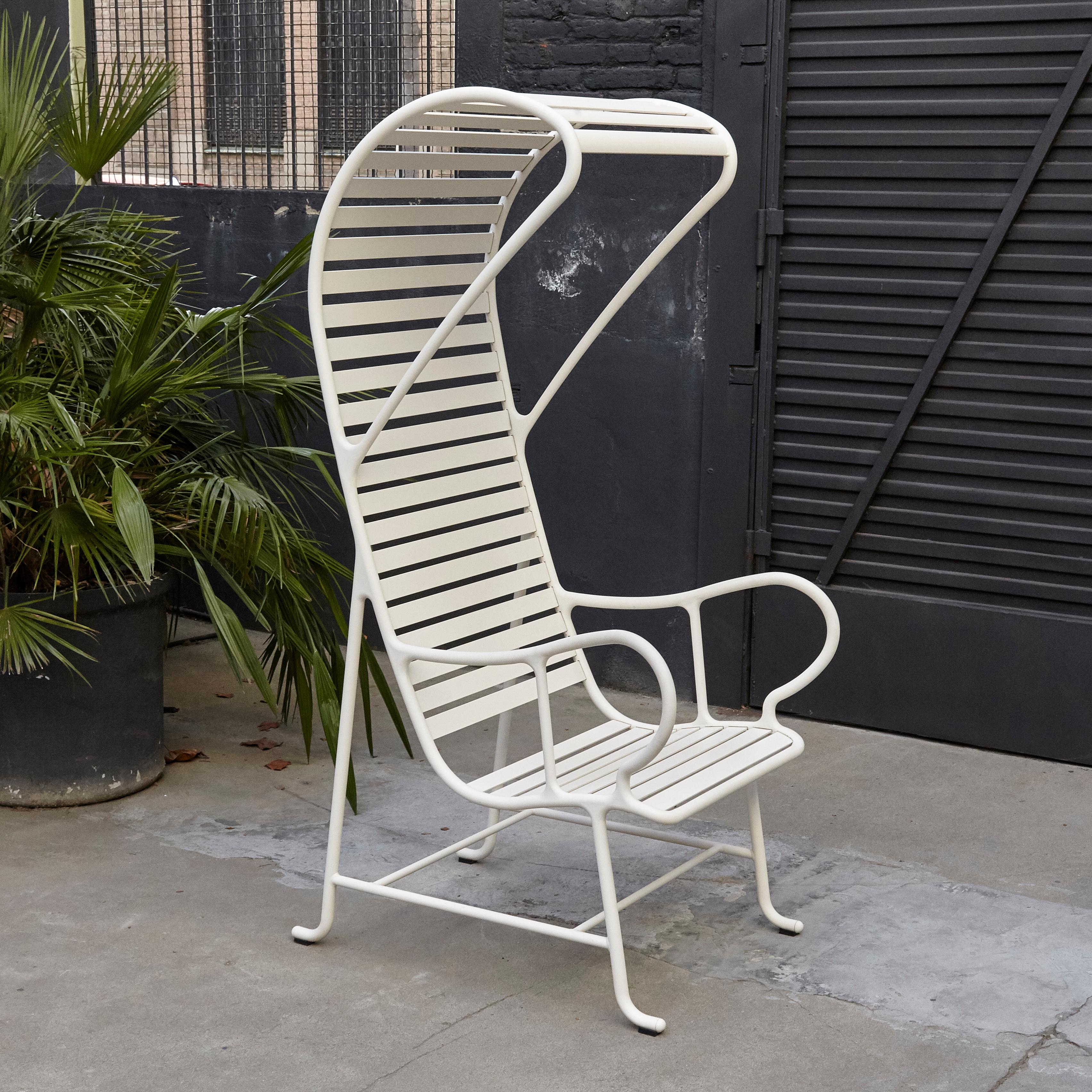 Modern Jaime Hayon Contemporary White Gardenias Outdoor Armchair with Pergola