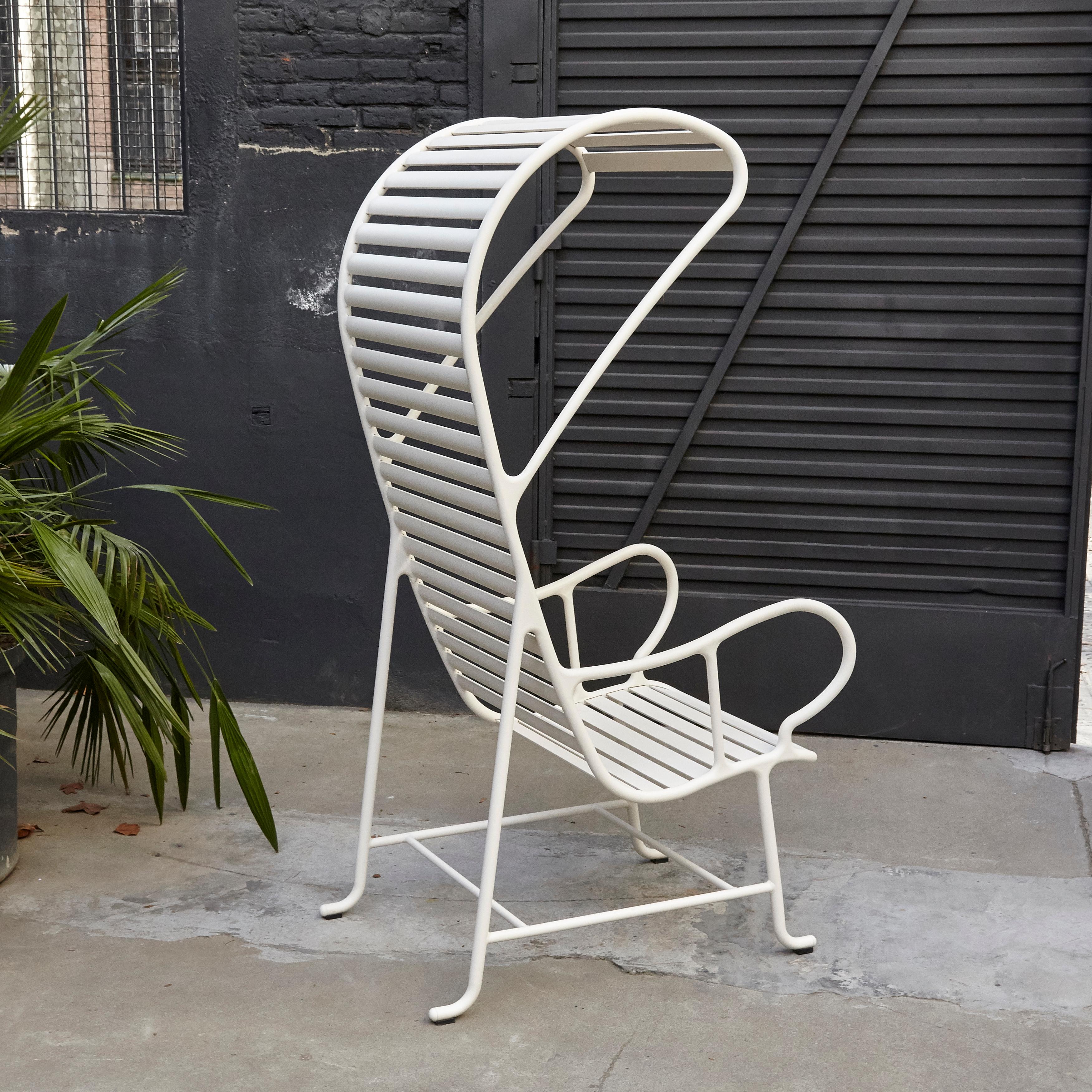 Spanish Jaime Hayon Contemporary White Gardenias Outdoor Armchair with Pergola