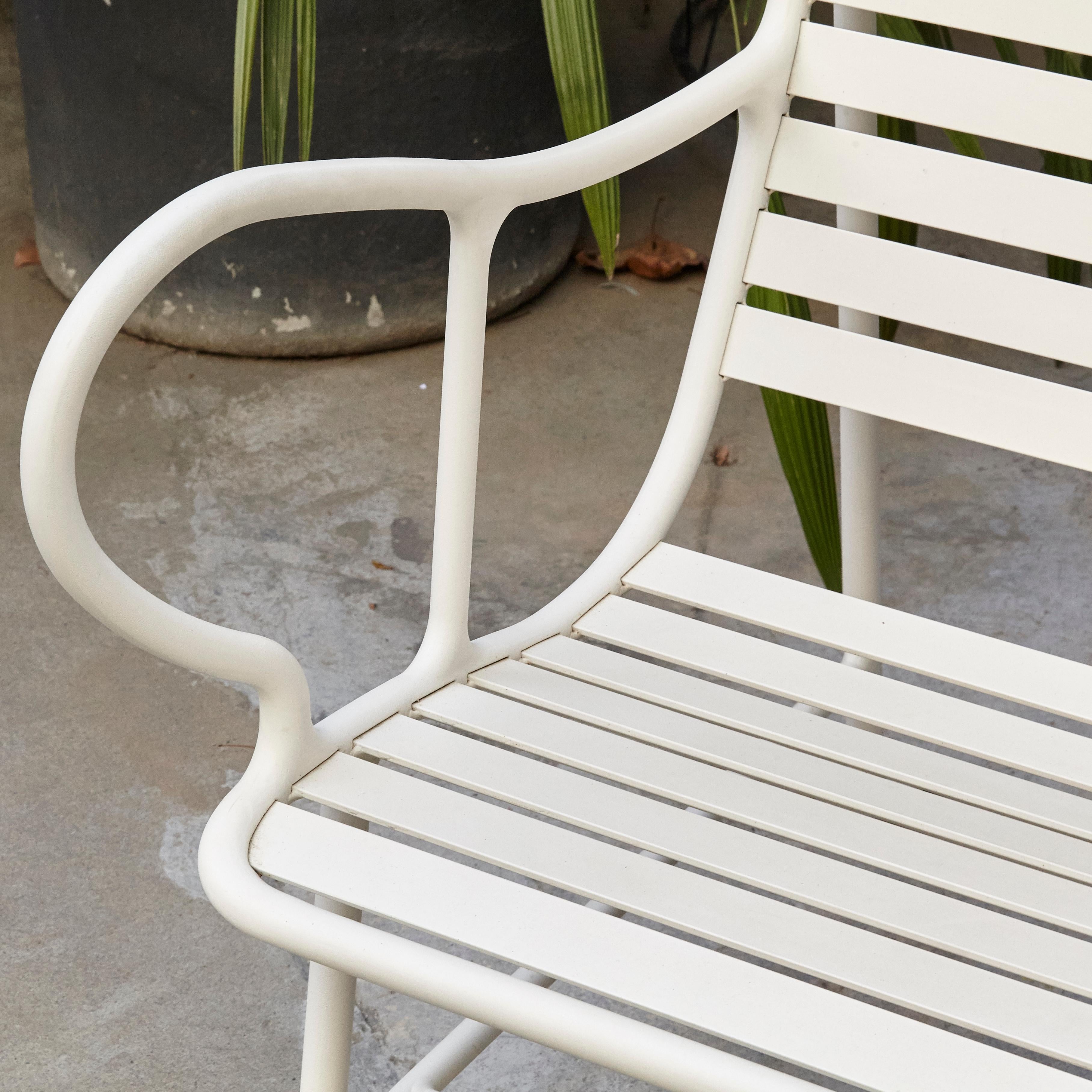 Painted Jaime Hayon Contemporary White Gardenias Outdoor Armchair with Pergola