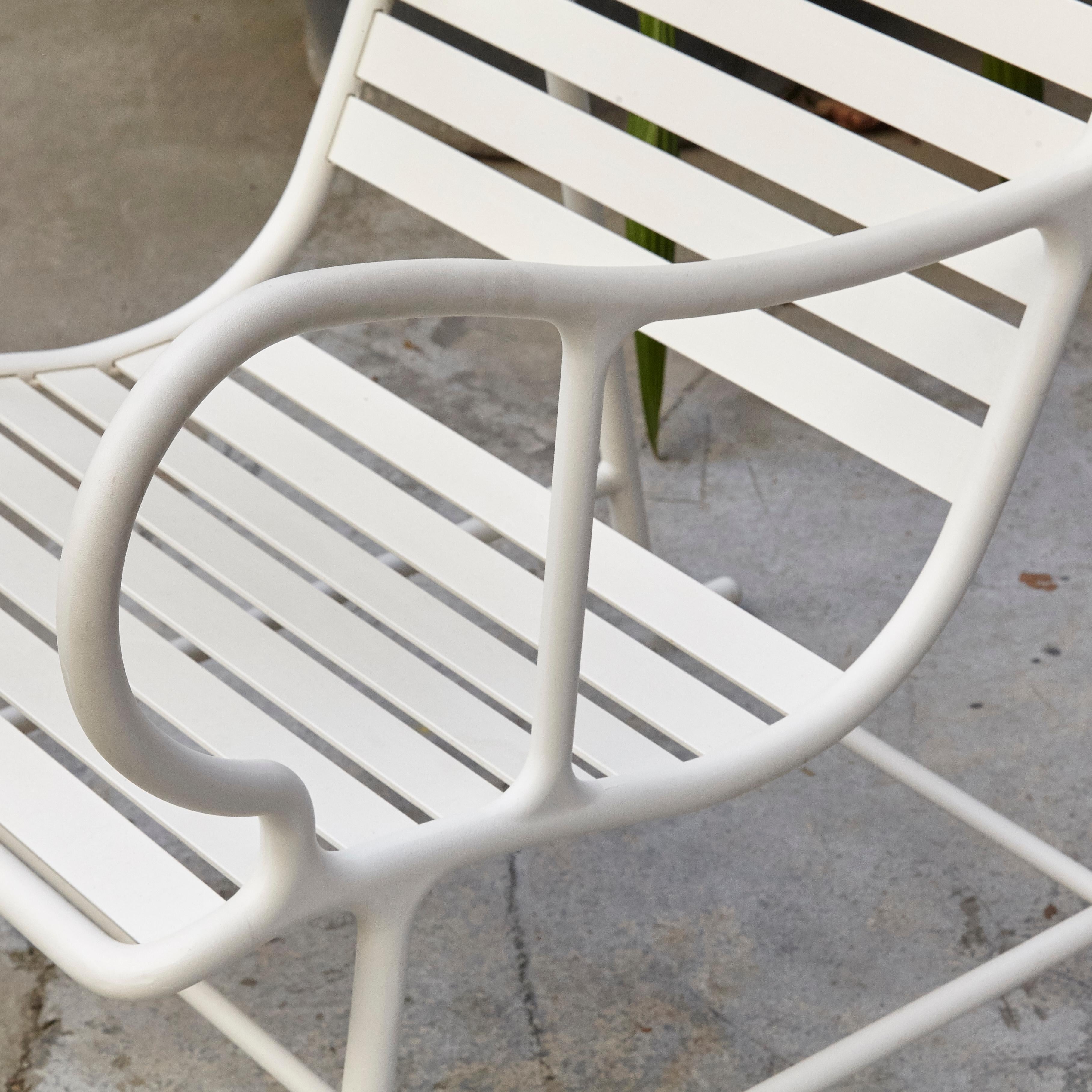 Aluminum Jaime Hayon Contemporary White Gardenias Outdoor Armchair with Pergola