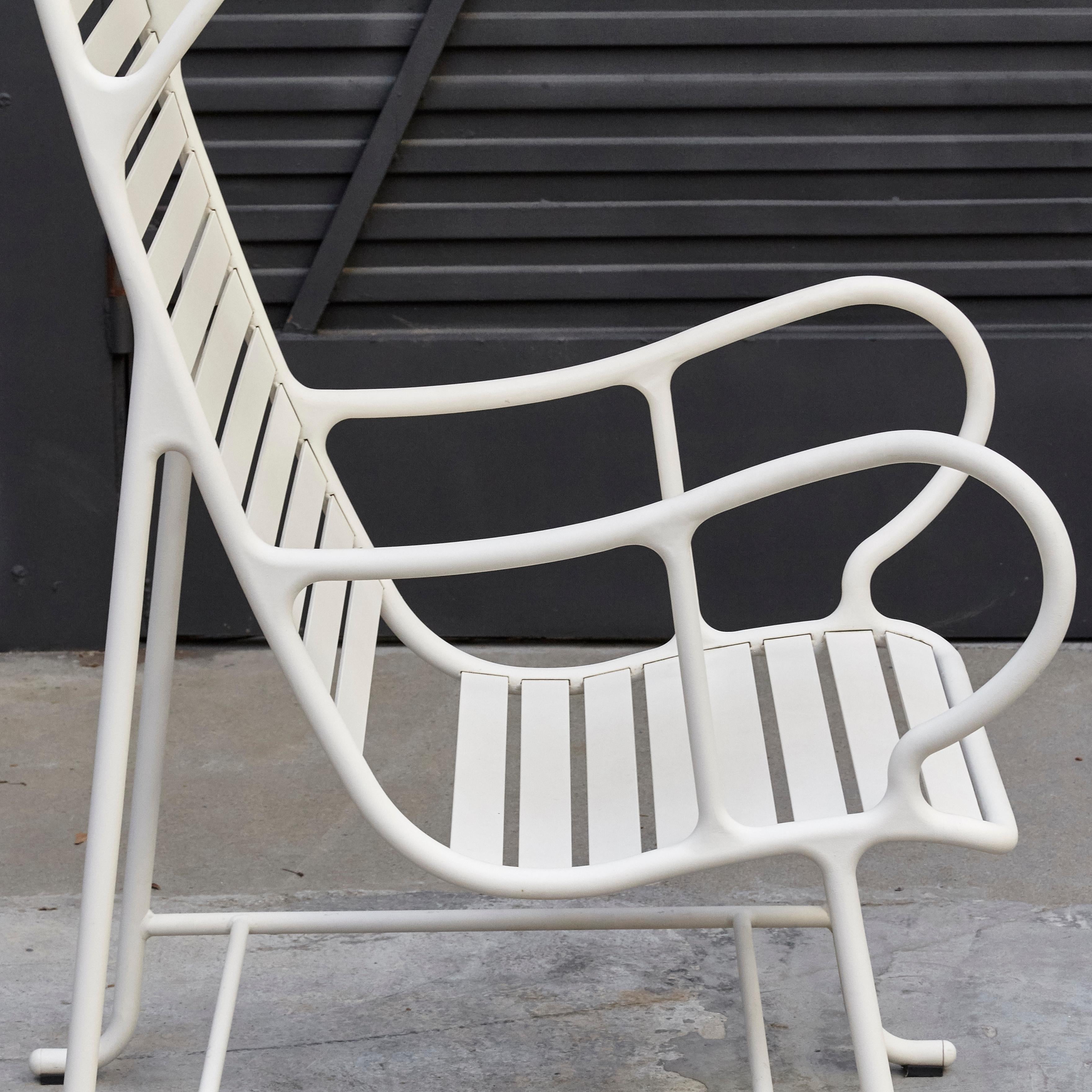 Aluminum Jaime Hayon Contemporary White Gardenias Outdoor Armchair with Pergola