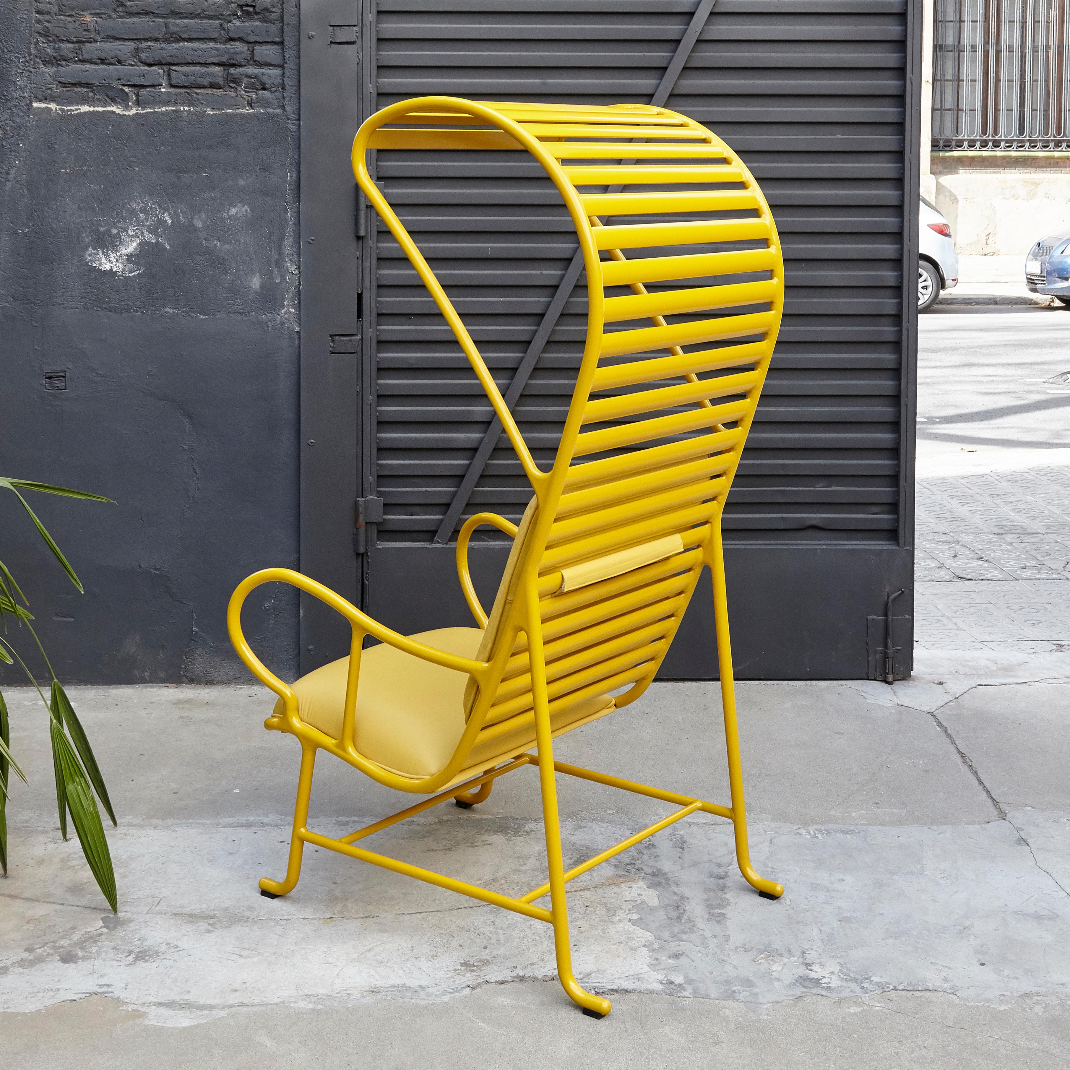 Painted Jaime Hayon Contemporary Yellow Gardenias Indoor Armchair with Pergola by BD