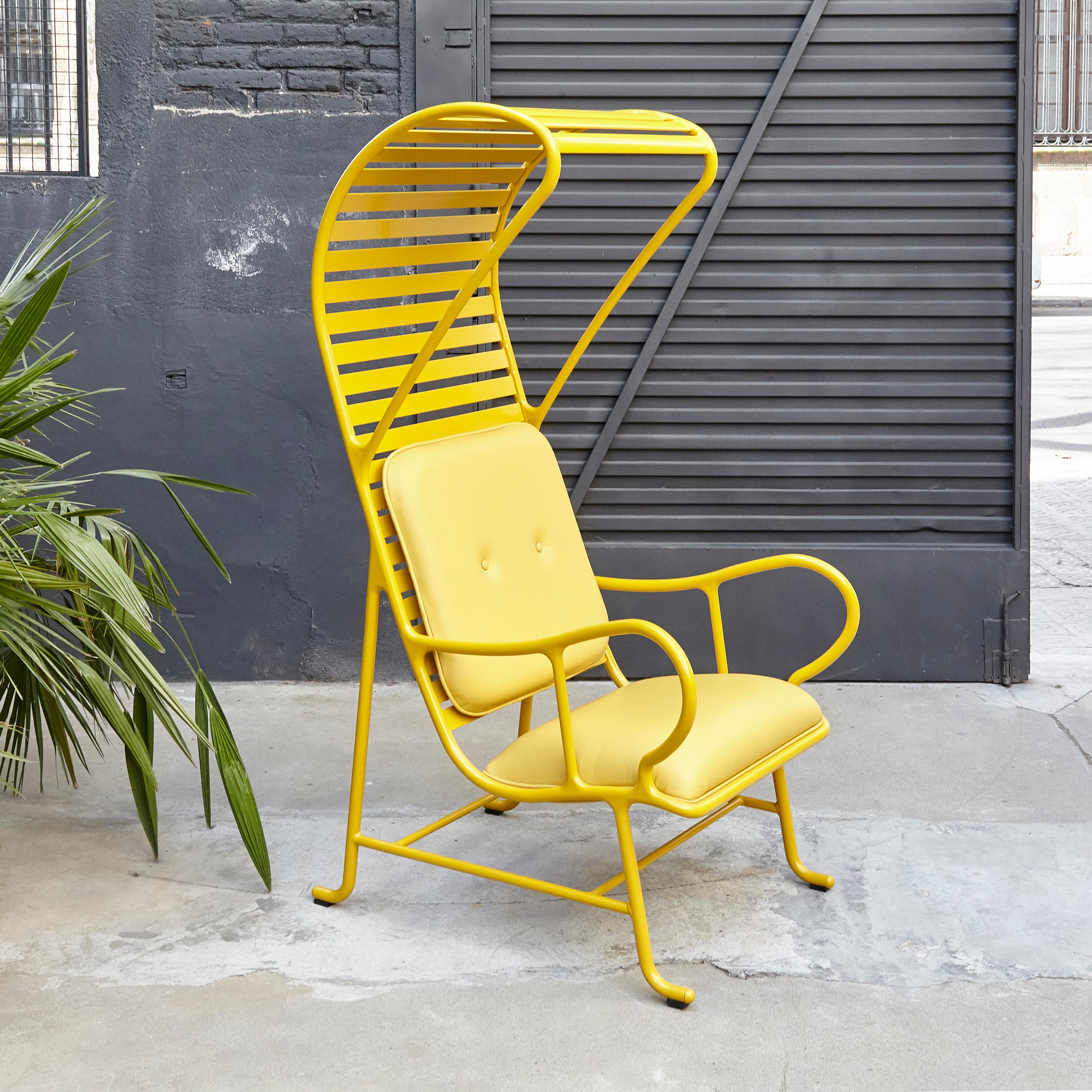 Aluminum Jaime Hayon Contemporary Yellow Gardenias Indoor Armchair with Pergola by BD