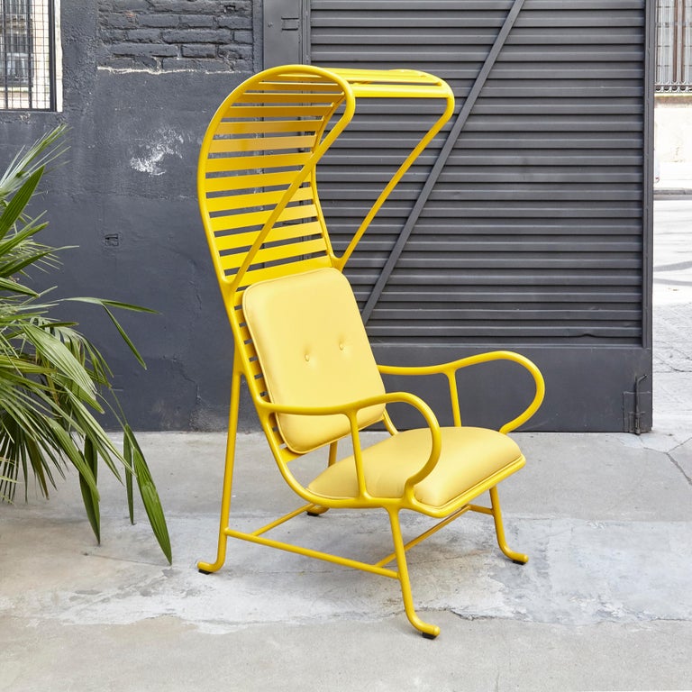 Aluminum Jaime Hayon Contemporary Yellow Gardenias Indoor Armchair with Pergola by BD For Sale