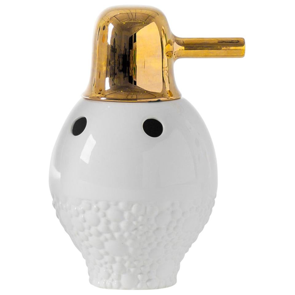 Jaime Hayon Glazed Stoneware 'Showtime 10' White Gold Vase Number 1