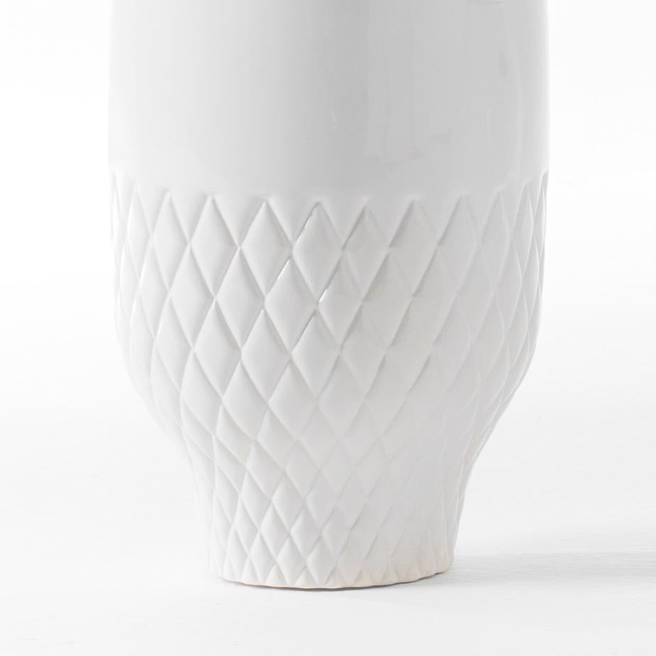 Spanish Jaime Hayon Glazed Stoneware 'Showtime 10' White Gold Vase Number 5