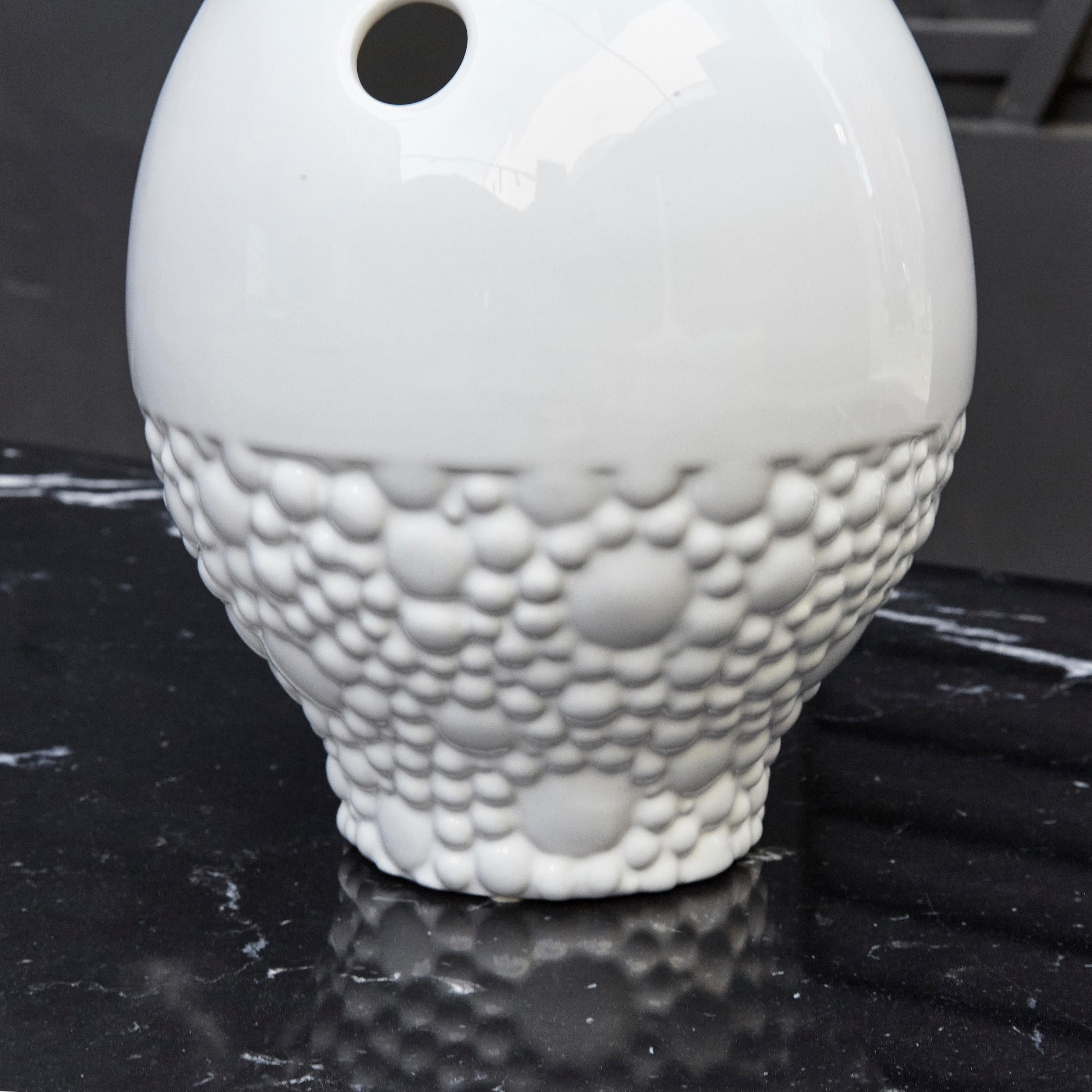 Contemporary Jaime Hayon Glazed Stoneware Showtime White Gold Vase Number 1 For Sale