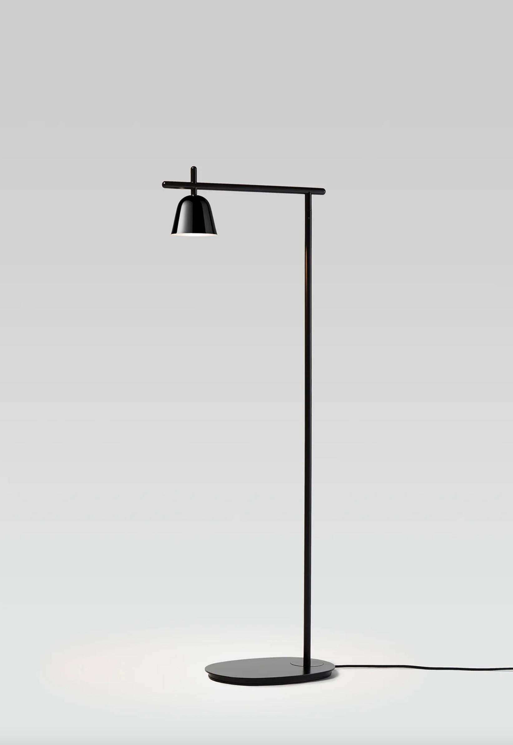 Spagnolo Jaime Hayon Lighto P Floor Black Matte- Lampada a tazza nera cromata per Parachilna in vendita