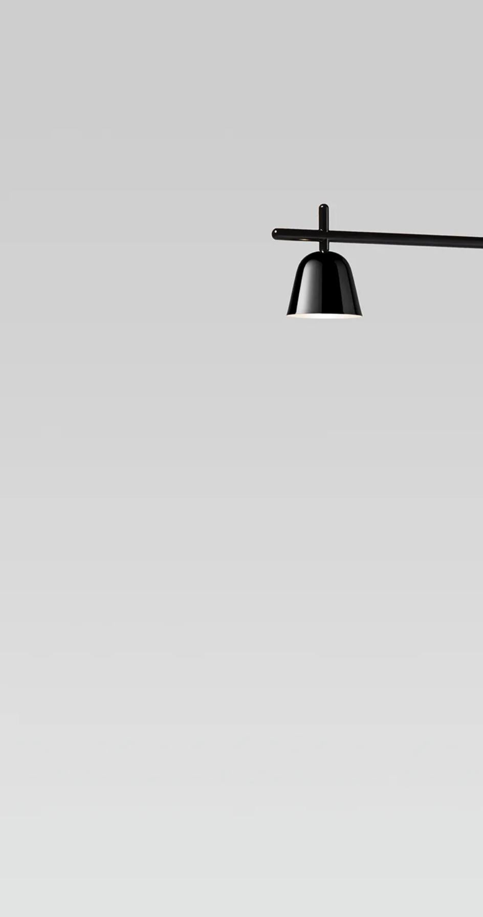 Jaime Hayon Lighto P Floor Black Matte- Lampada a tazza nera cromata per Parachilna in vendita 1
