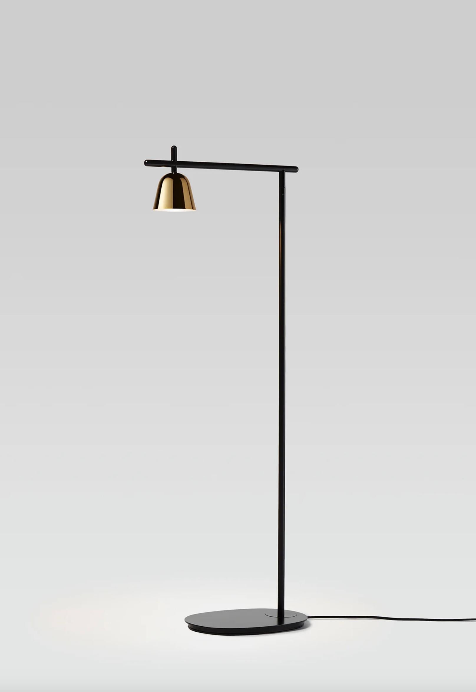Mid-Century moderno Jaime Hayon Lighto P Lampada da terra nera opaca e dorata lucida per Parachilna in vendita