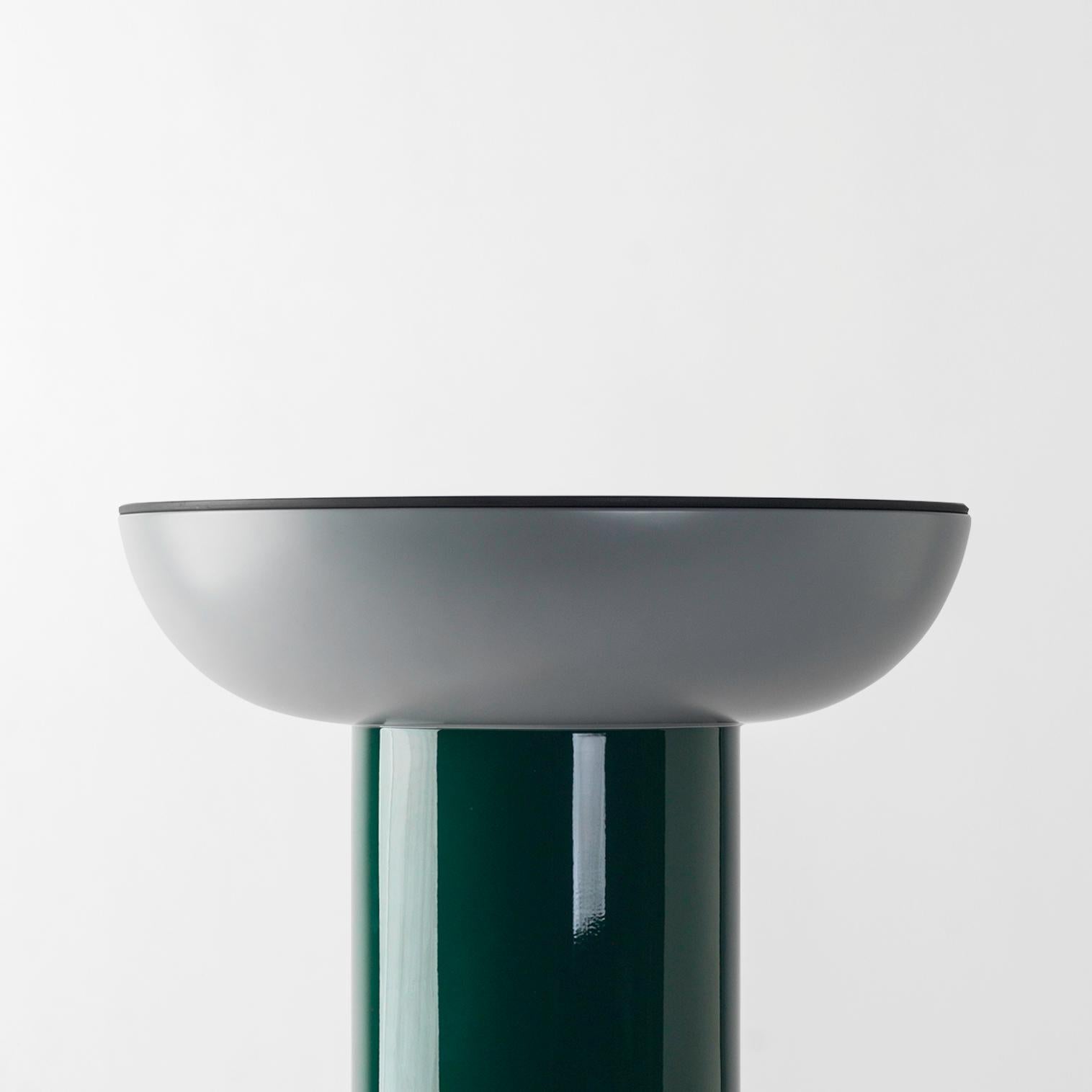 Multi-color explorer #01 table

Design by Jaime Hayon, 2019
Manufactured by BD Barcelona.

Lacquered fiberglass body. Solid turned wooden legs and lacquered. Painted glass tabletop.

Measures: 40 Ø x 50 cm

- Glass: RAL 7021
- Top: RAL