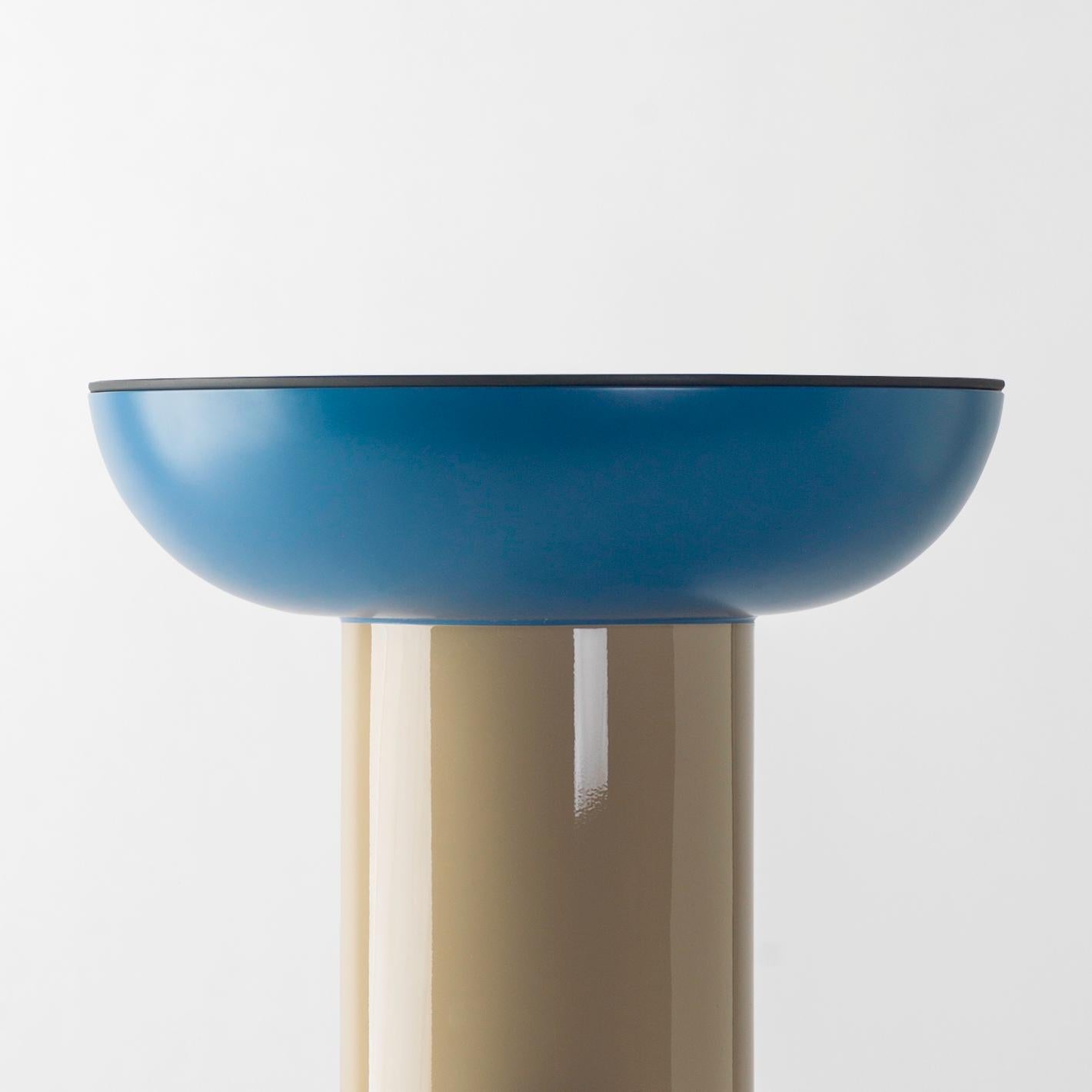 Multicolor explorer #01 table

Design by Jaime Hayon, 2019
Manufactured by BD Barcelona.

Lacquered fibreglass body. Solid turned wooden legs and lacquered. Painted glass table top.

Measures: 40 Ø x 50 cm

- Glass: RAL 7021
- Top: RAL 5007 mate
-