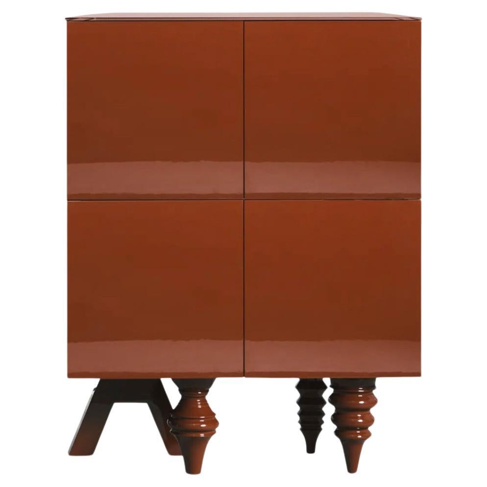 Jaime Hayon Multileg Cabinet in Lacquered Berry Red, 130cm