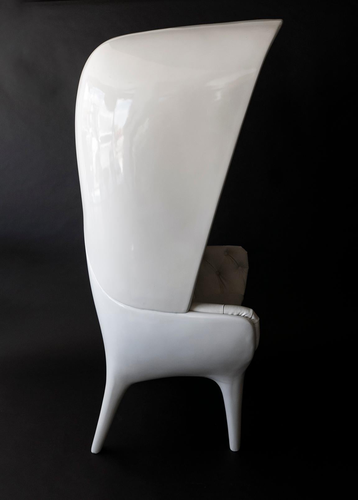 Leather Jaime Hayon Showtime Armchair White Lacquered with Cover For Sale