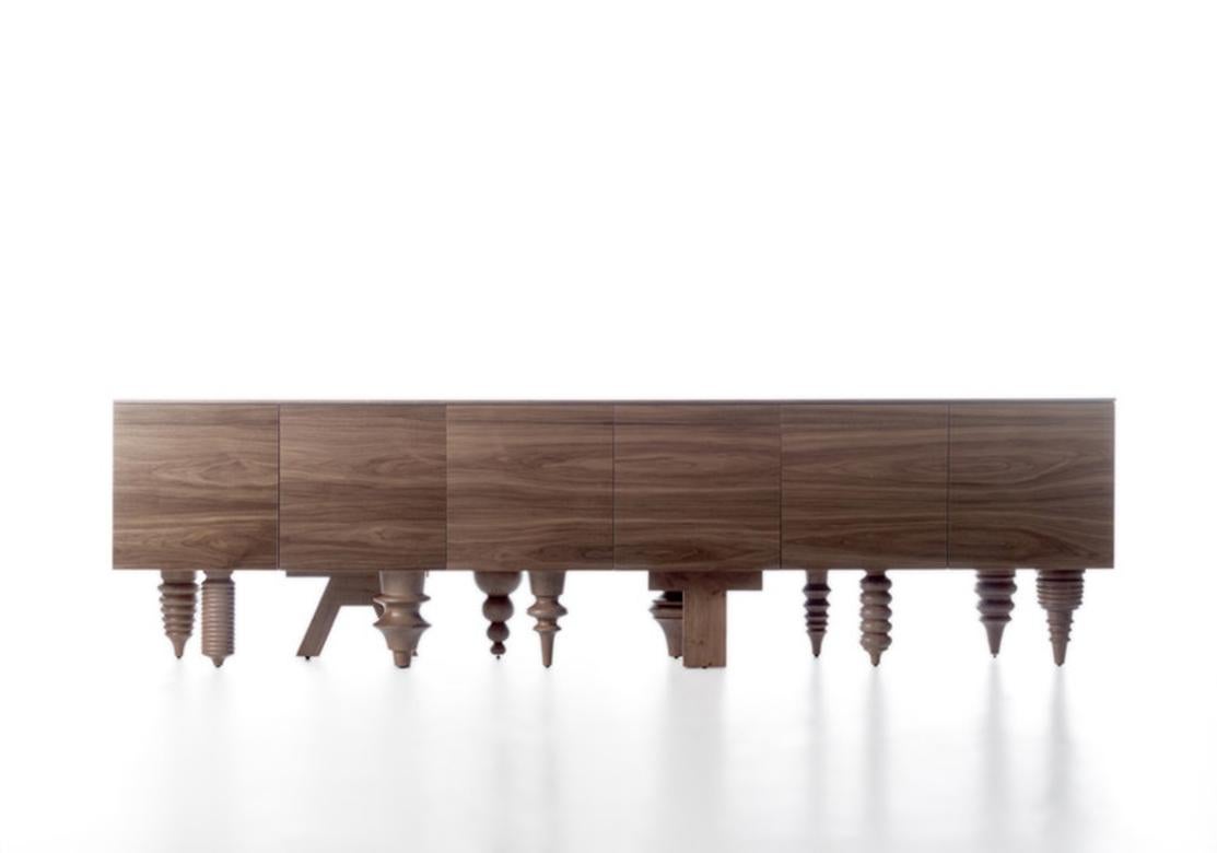 Jaime Hayon cabinet walnut edition multileg cabinet designed in 2014 and manufactured by BD Barcelona.

Iconic piece multileg cabinet which BD presents with a new wooden, walnut finish, with the same virtues as its predecessor: modular, multi-use
