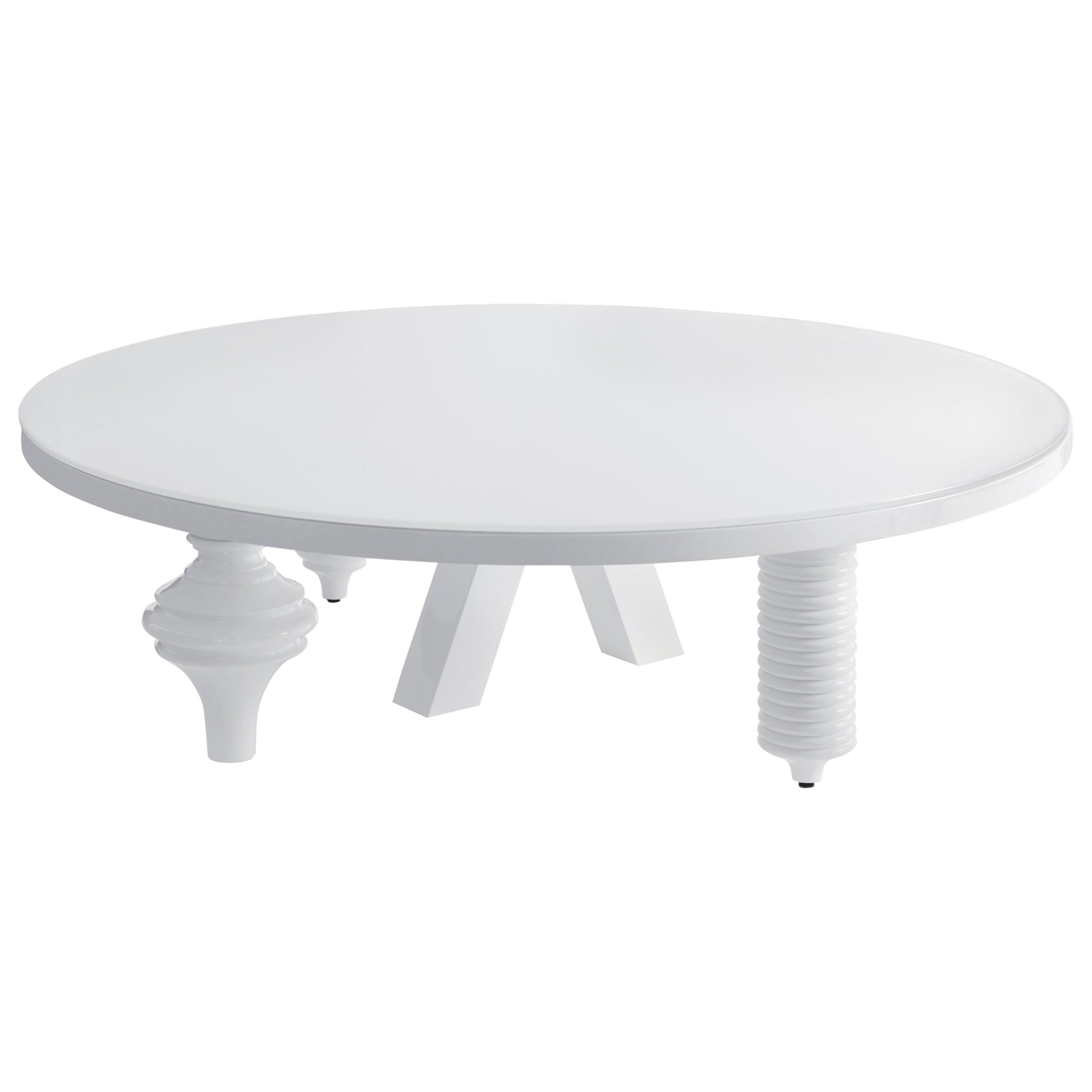 Weißer, abgerundeter, weißer, niedriger Jaime Hayon-Tisch mit mehreren Beinen von BD Barcelona