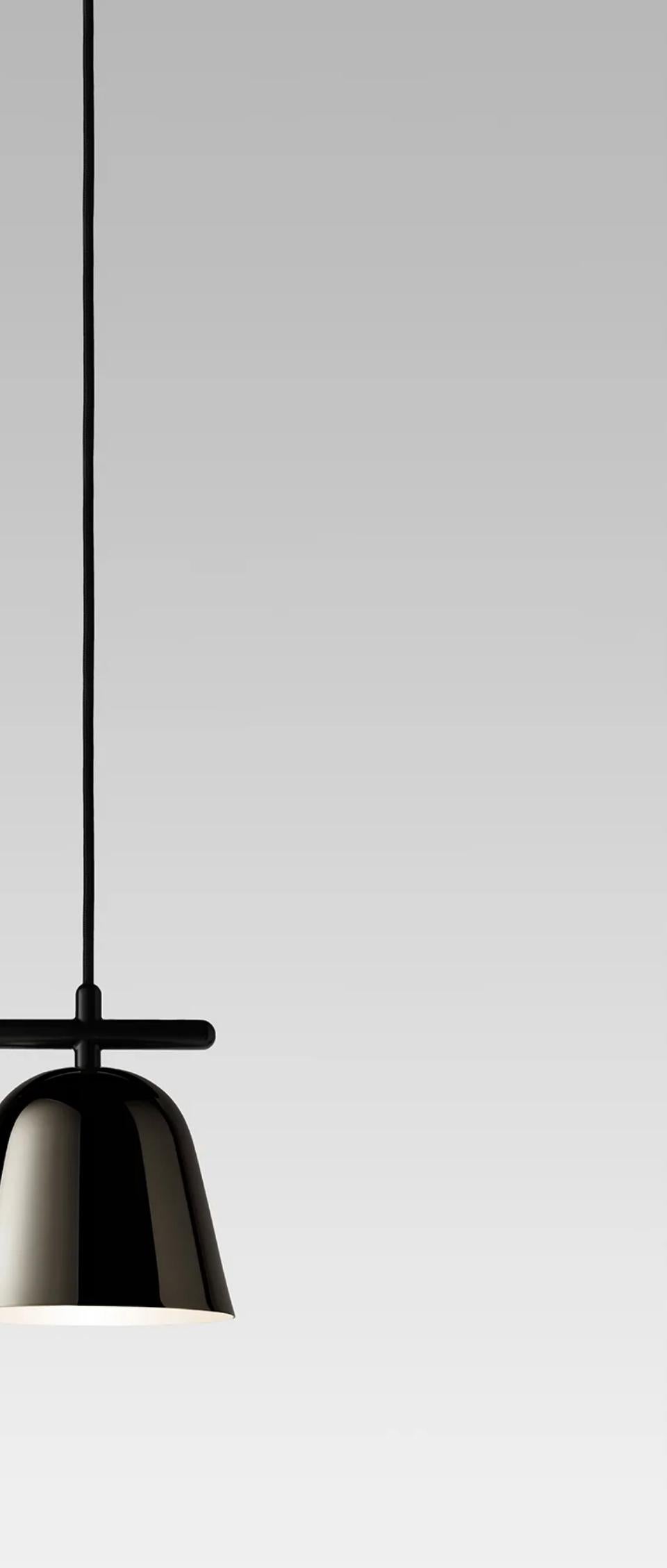 Mid-Century Modern Jaime Hayson Lighto T Gr Black Chrome Cup Suspension Lamp For Parachilna For Sale