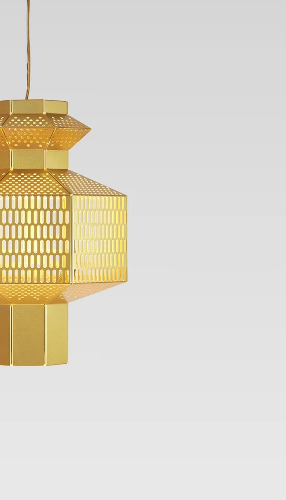 Jaime Hayson Set of Two Ma-Rock T Gr Golden Suspension Lamp For Parachilna For Sale 3