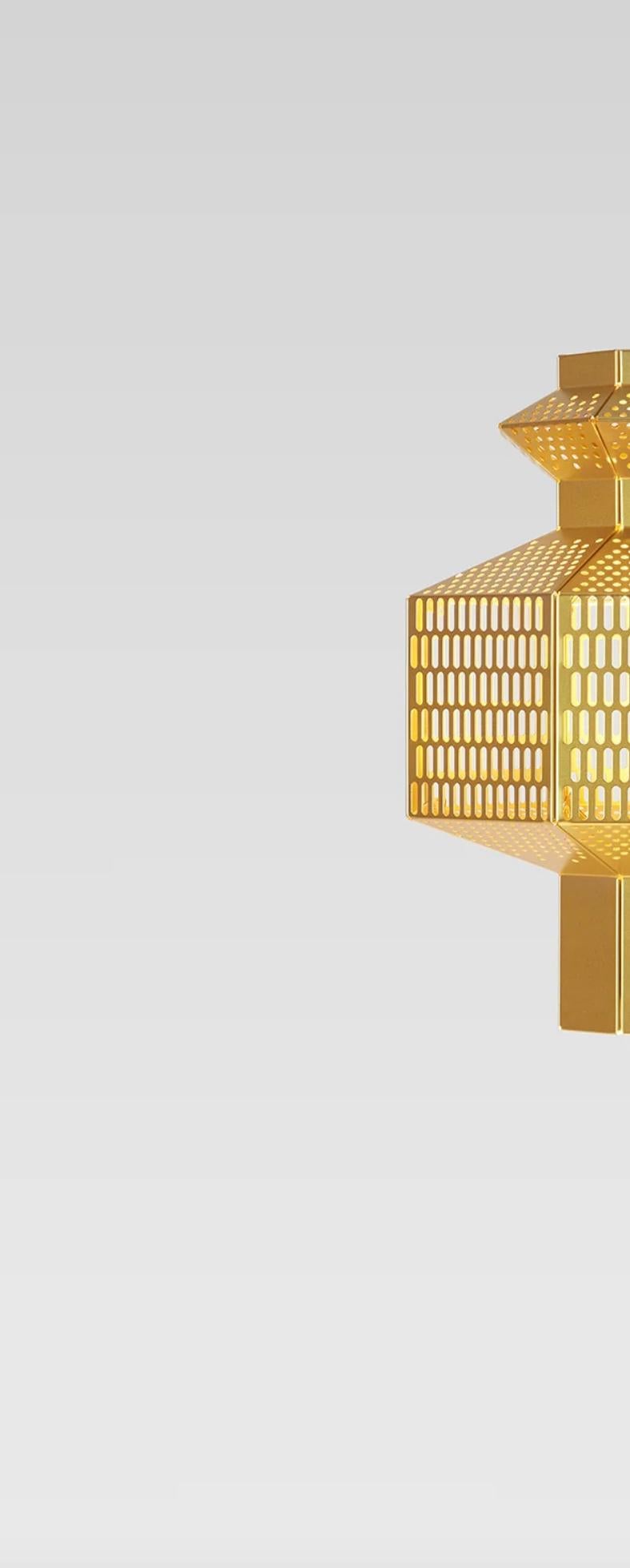 Jaime Hayson Set of Two Ma-Rock T Gr Golden Suspension Lamp For Parachilna For Sale 2