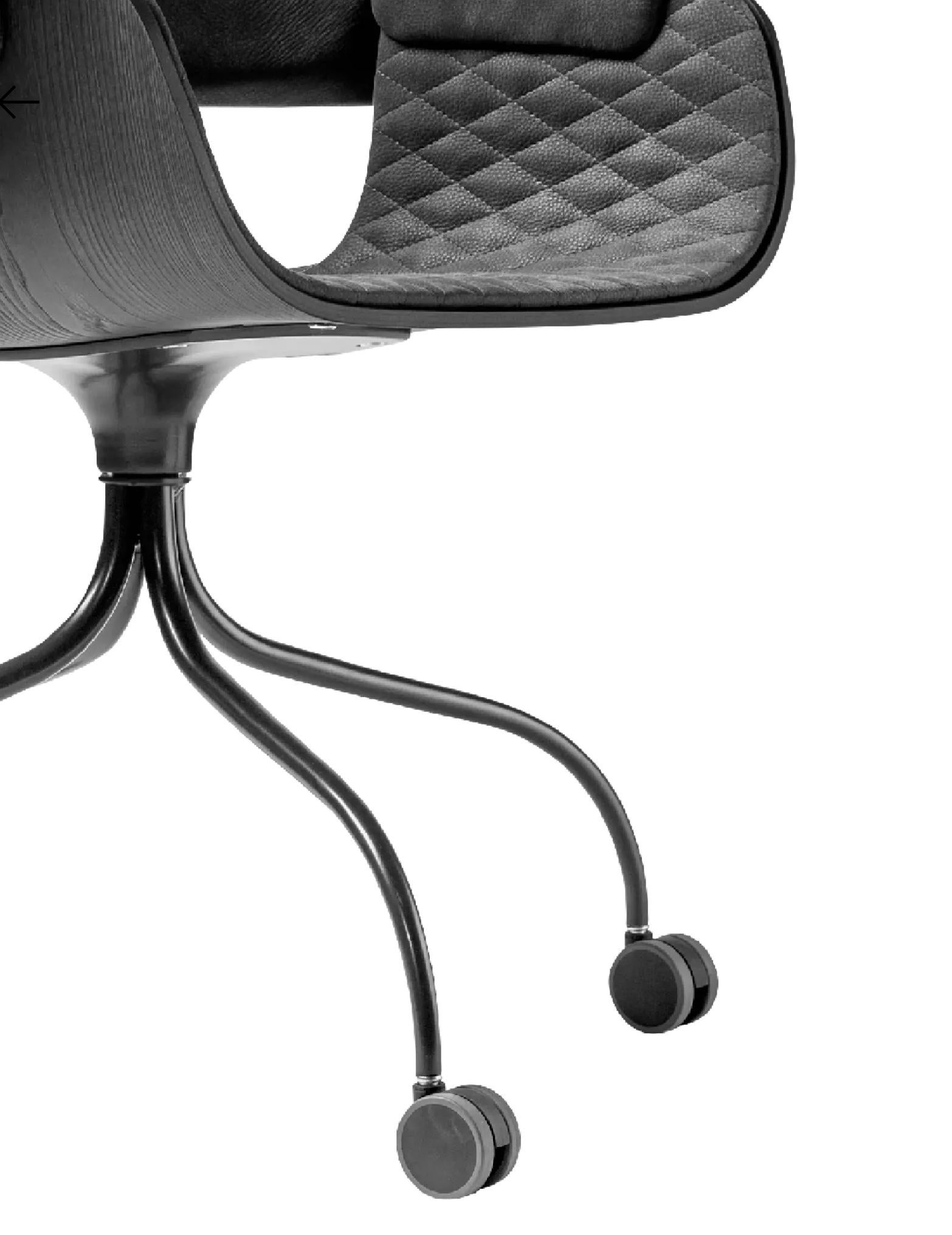 Mid-Century moderno Jaime Hayson Ruote Imbottite Nabuk Showtime Sedia Nuda V10 Per Bd Barcelona in vendita