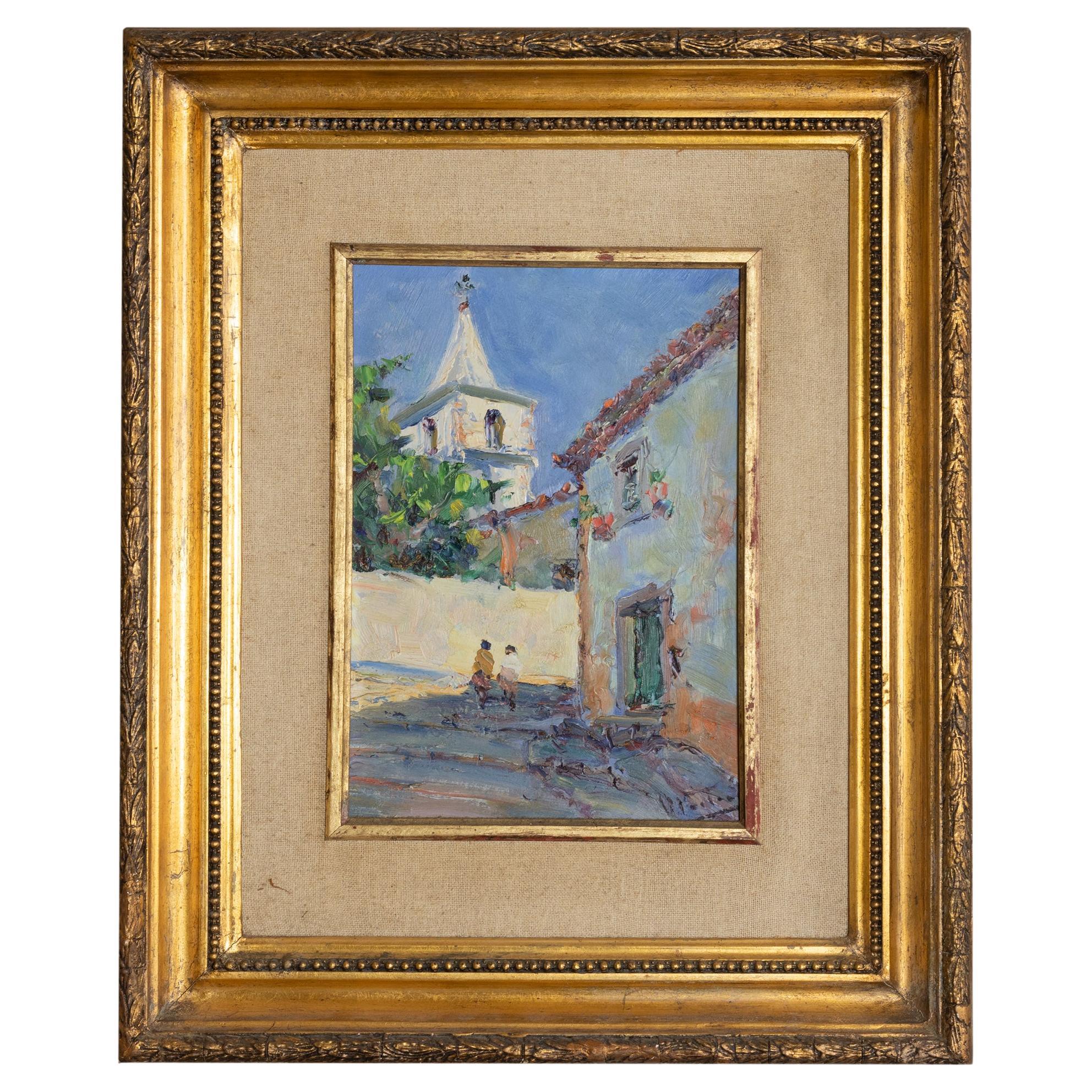 Church Painting By Jaime Murteira Naturalist, 20th Century For Sale