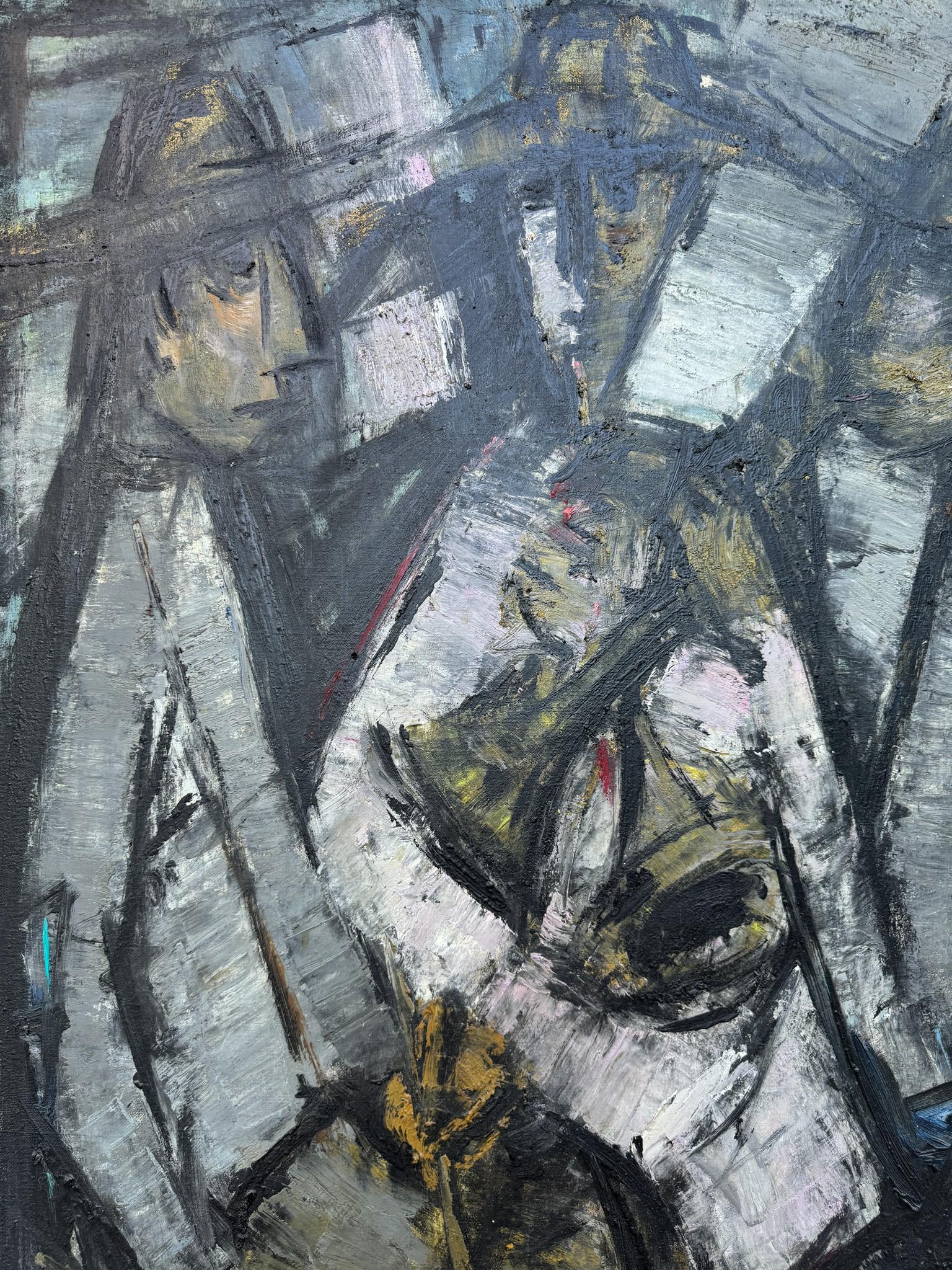 Mexican Jaime Oates Large Musician Painting, Spain / Mexico, c.1965