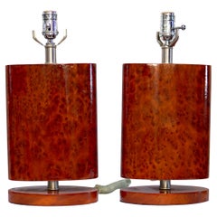 Jaime Young Pair of Tortoise Shell Effect Table Lamps Ellipitcal Shape Base