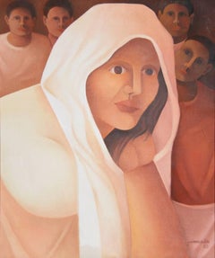 Vintage Veiled Girl, Painting by Jaimendes
