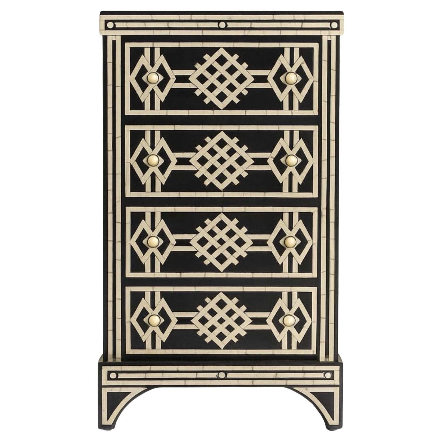 Jaipur Cassettone con intarsio in osso nero - Cassettiera di House of Jaipur