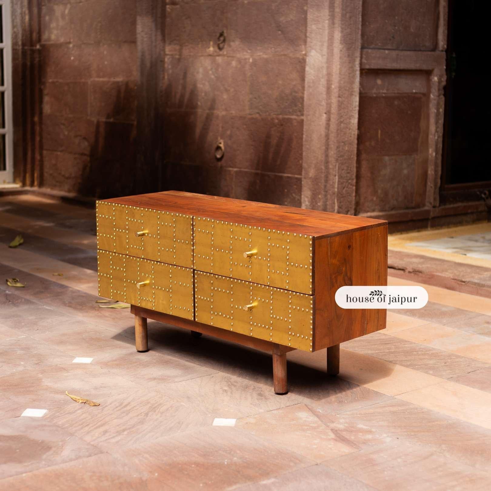 Indiano Comò Patchwork in ottone Jaipur in vendita