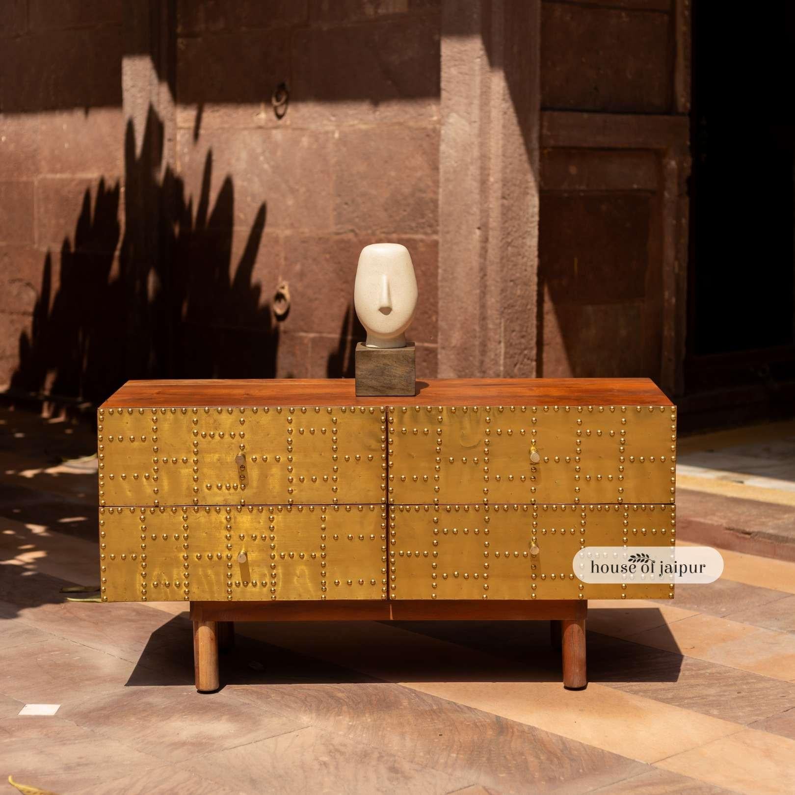 Ottone Comò Patchwork in ottone Jaipur in vendita