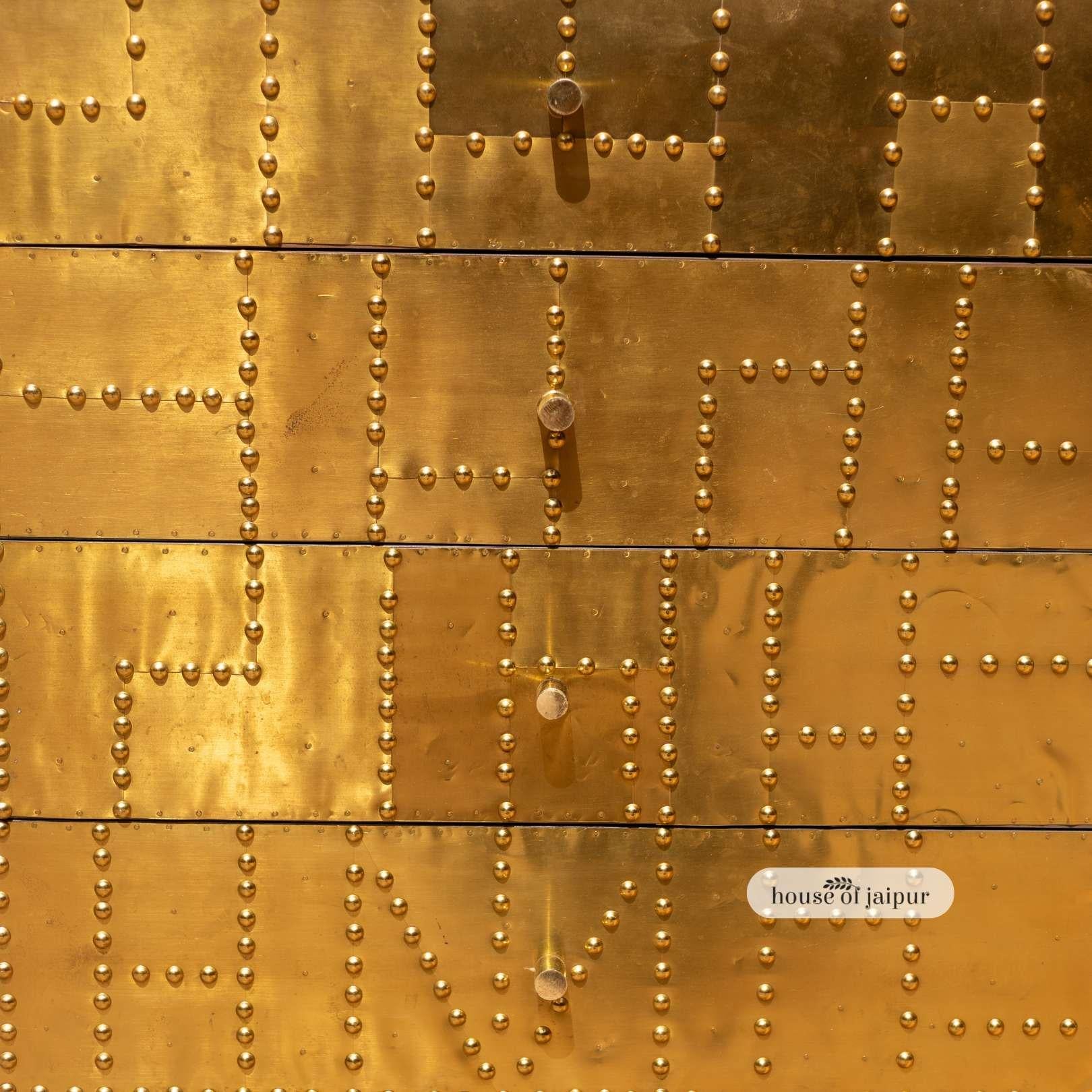 Brutalist Jaipur Brass Patchwork Sideboard For Sale