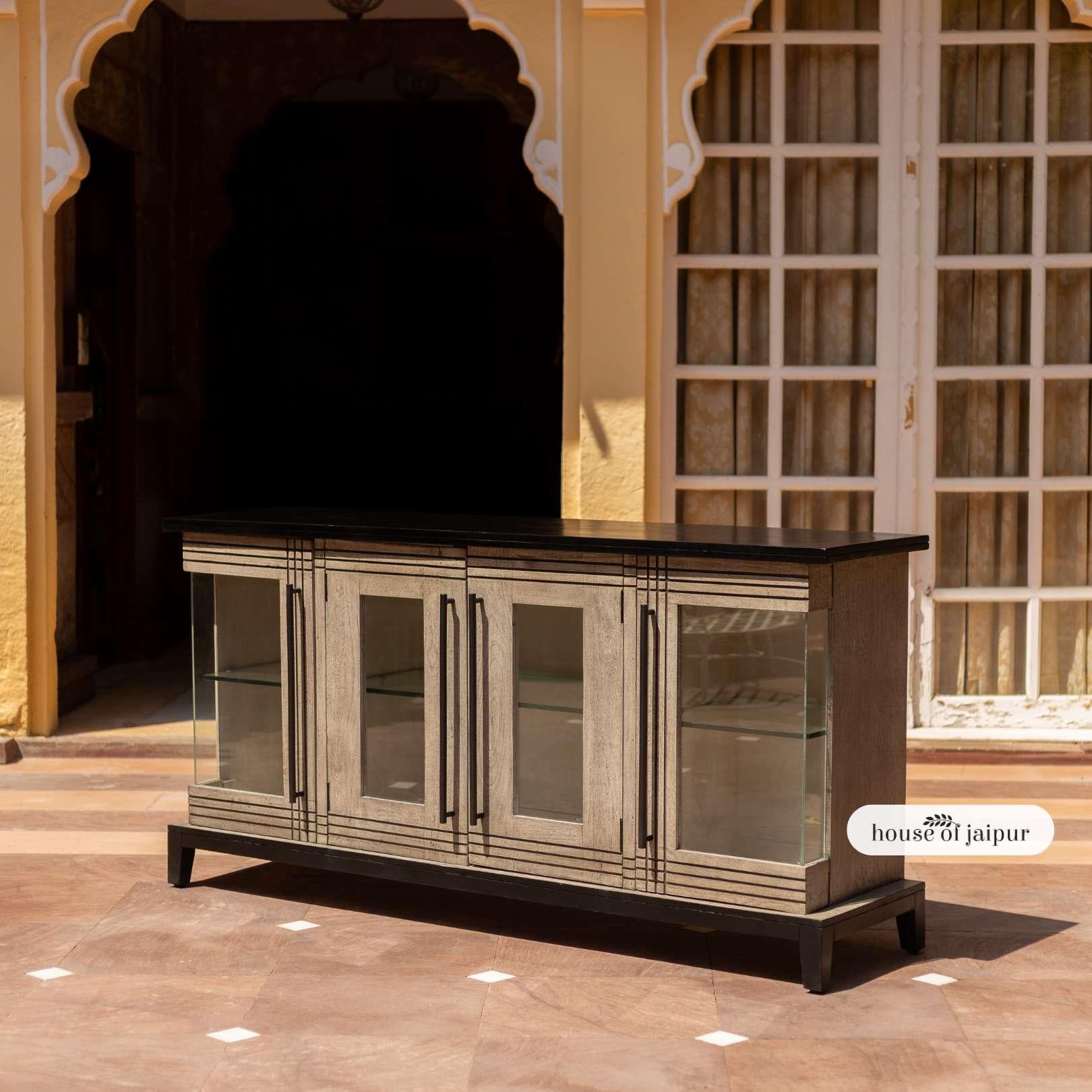 Indian Jaipur Distressed Linea Sideboard – Linea Collection by House of Jaipur For Sale