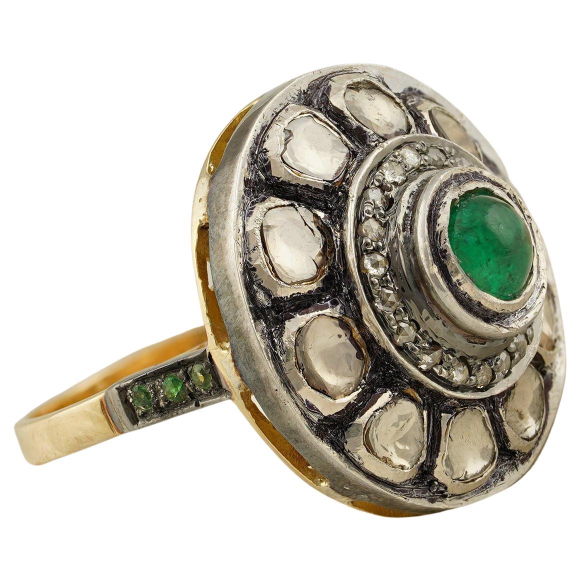 For Sale:  Moi Jaipur Uncut Diamond and Emerald Ring