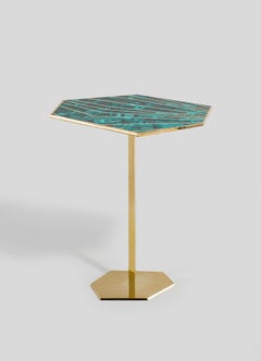 Contemporary side table, Jaipur Green Large in brass, Viya by Vikram Goyal