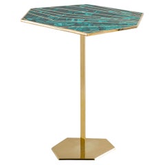 Contemporary side table, Jaipur Green Large in brass, Viya by Vikram Goyal