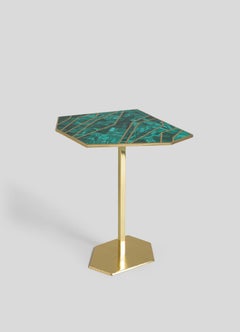 Jaipur Green Side Table Small in Brass & Semi Precious Stone