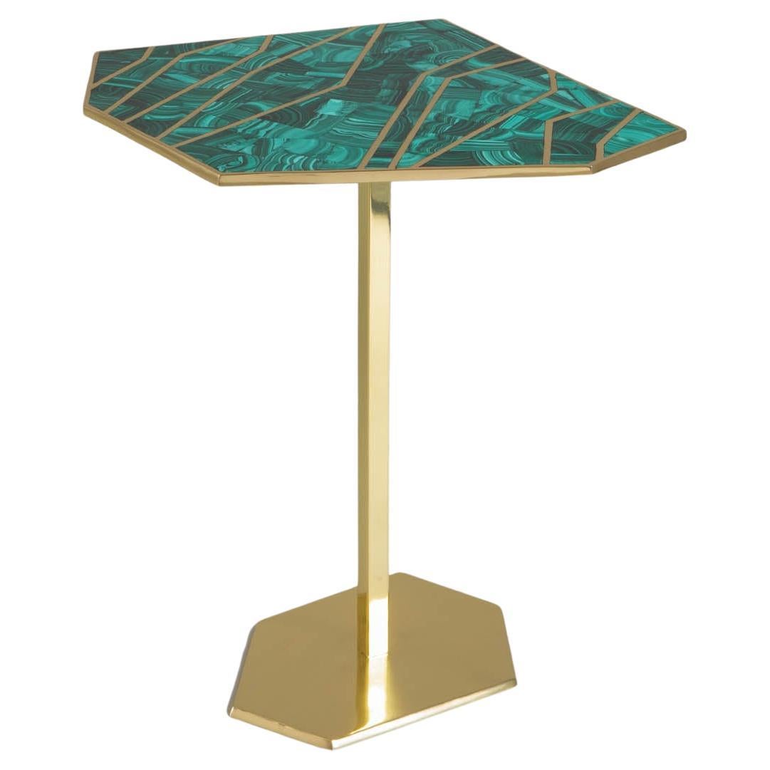 Tavolino Jaipur Green Small in ottone e pietre semipreziose