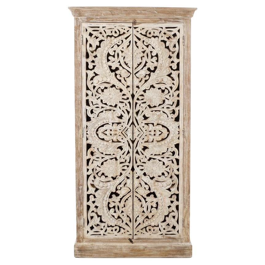 Jaipur Hand-Carved Floral Solid Wood Almirah by House of Jaipur
