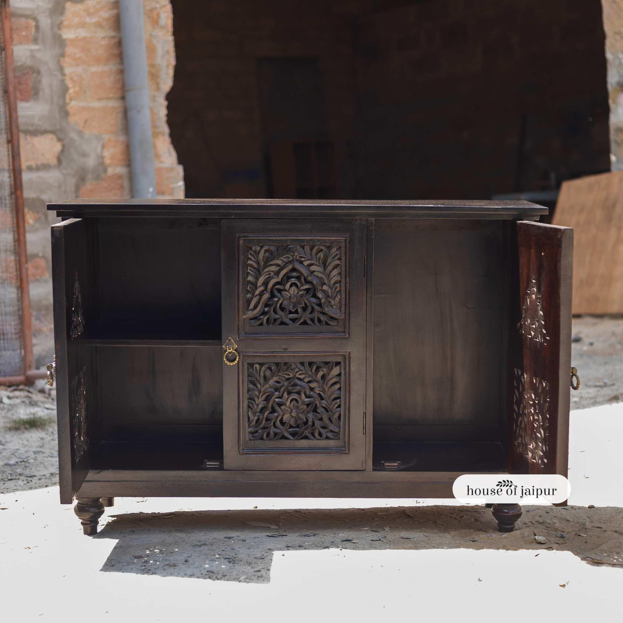 Jaipur Hand-Carved Lattice Sideboard by House of Jaipur For Sale 1