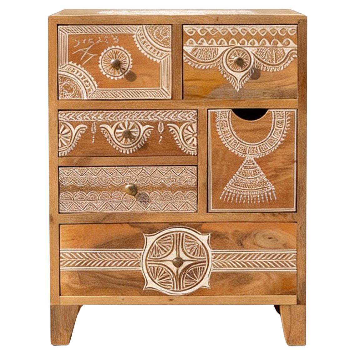 Jaipur Hand-Painted Solid Wood Bedside Chest by House of Jaipur