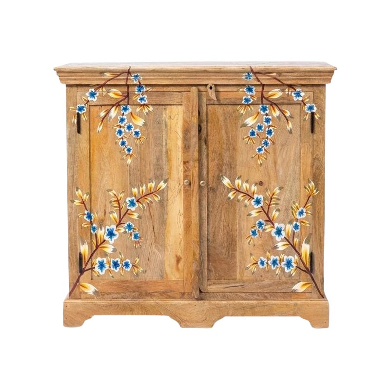 Jaipur Hand-Painted Solid Wood Storage Cabinet by House of Jaipur For Sale