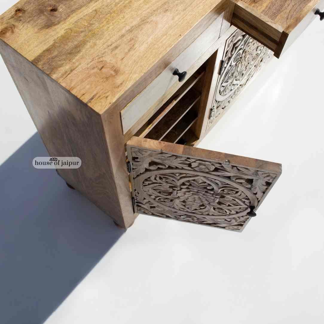 Indiano Buffet Jaipur Mango Wood - Credenza Mandala Floreale in vendita