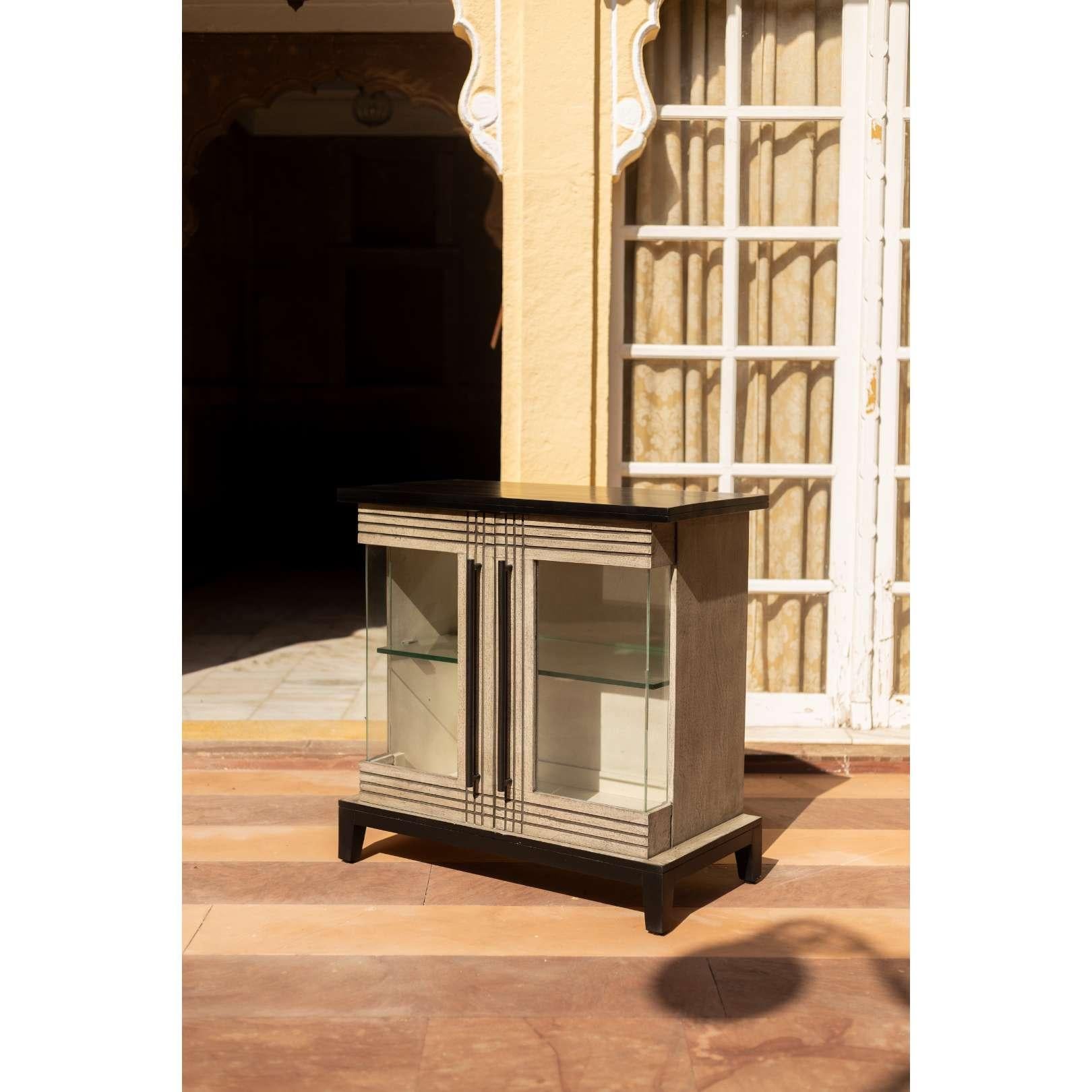 Wood Jaipur Noir Linea Cabinet – From the Linea Collection by House of Jaipur For Sale