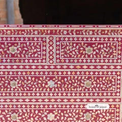 Arabesque Pink Mother of Pearl Inlay Four Drawer Chest by House of Jaipur
