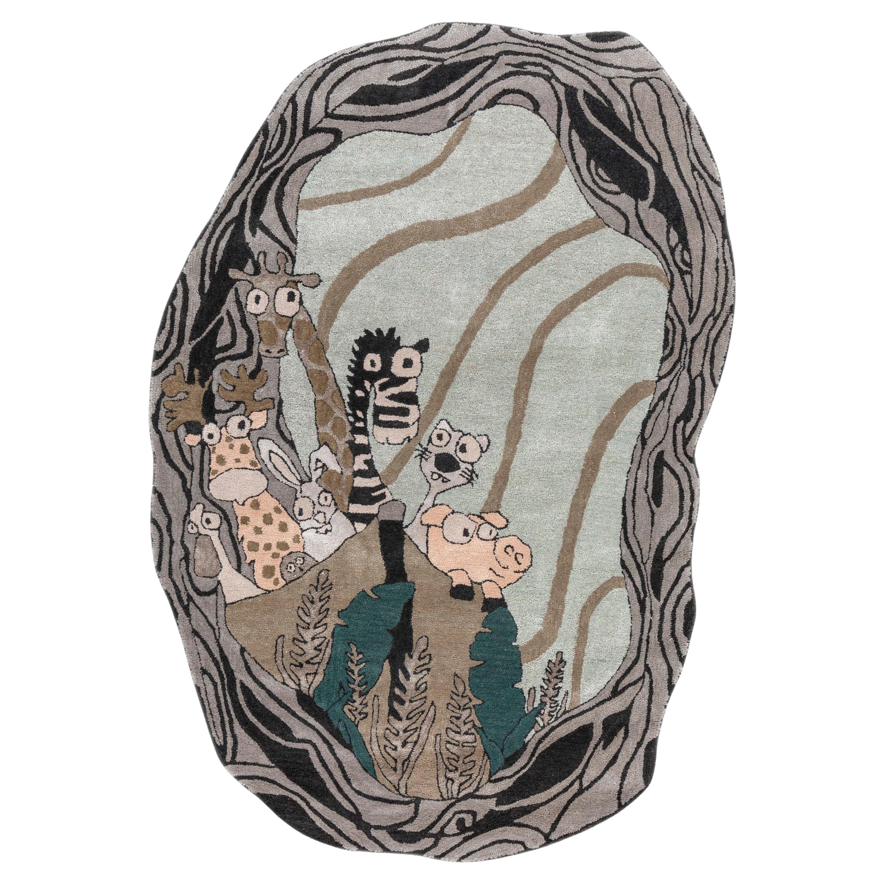 Jaipur Rug Confetti Modern 4x6 Ft Rug Abstract Sky Blue Hand Tufted Carpet For Sale