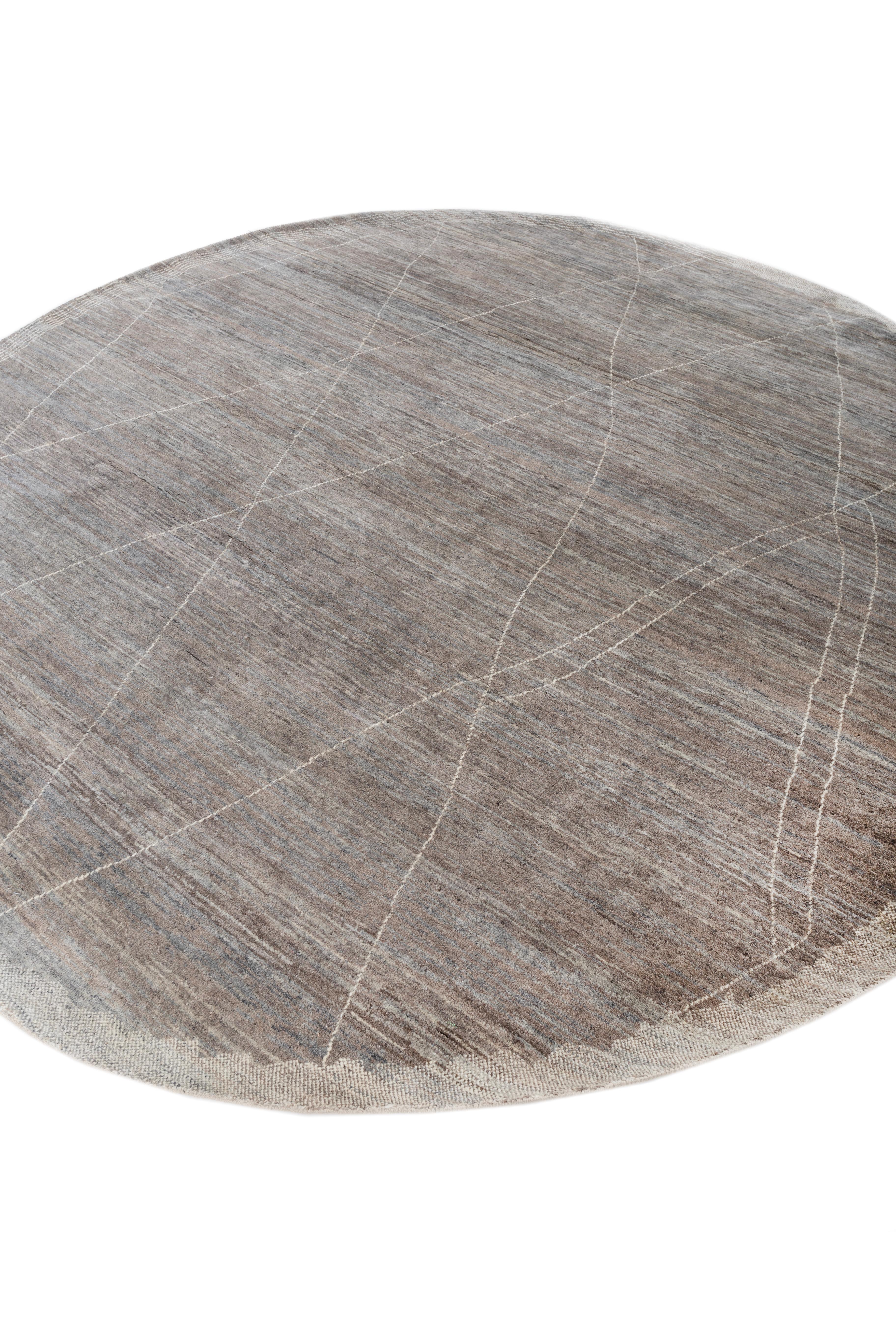 Annodato a mano Jaipur Rugs 10X10 Piedi Tappeto Annodato a Mano in Lana Beige e Marrone Tappeto Moderno in vendita